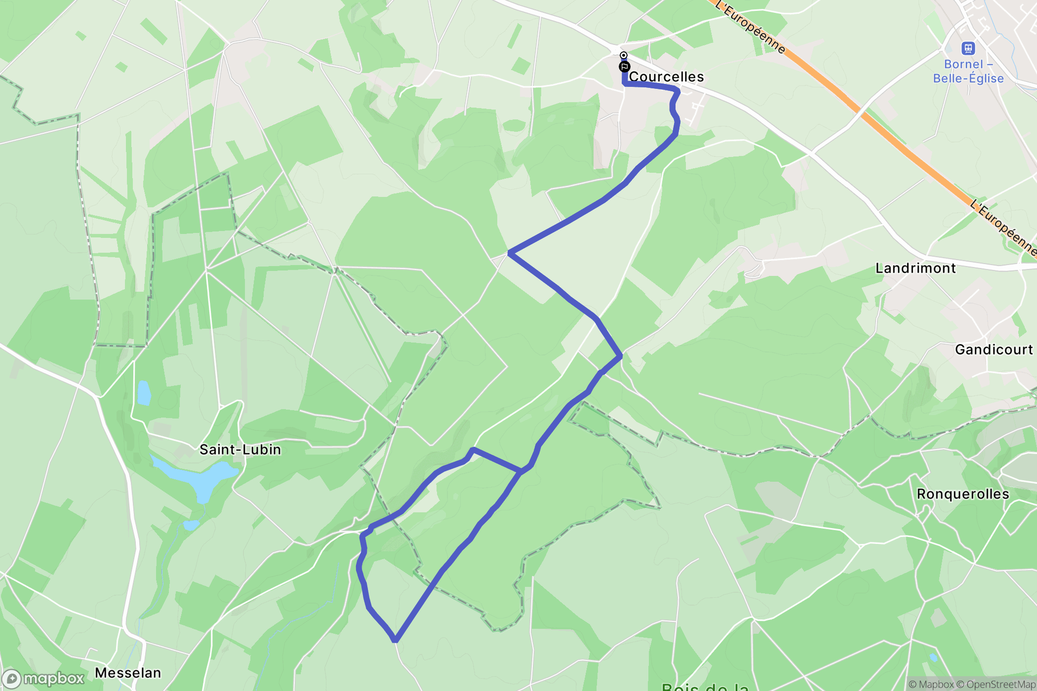 Bornel : carte du parcours de randonnée - France