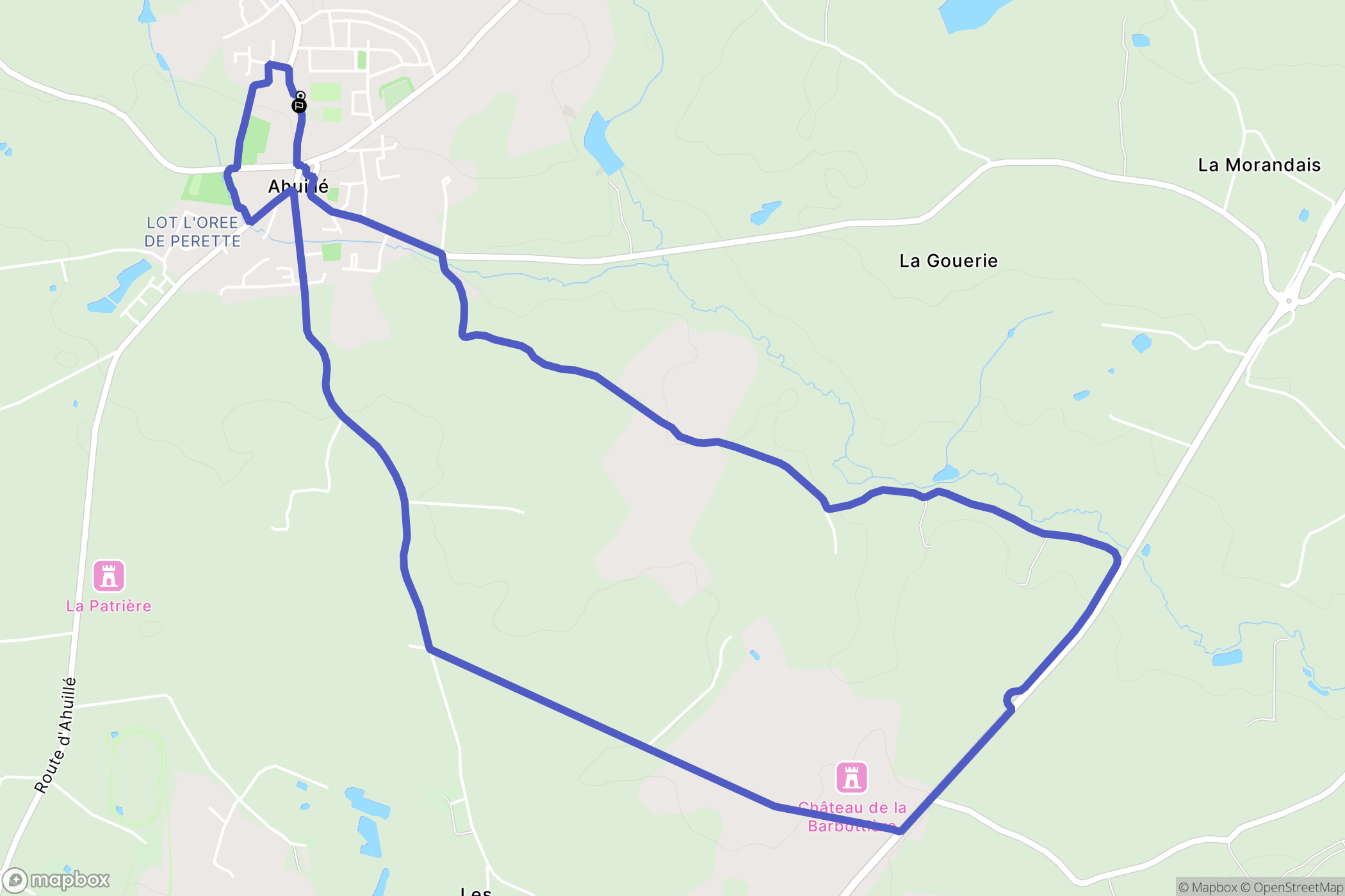 Ahuillé : carte du parcours de randonnée - France