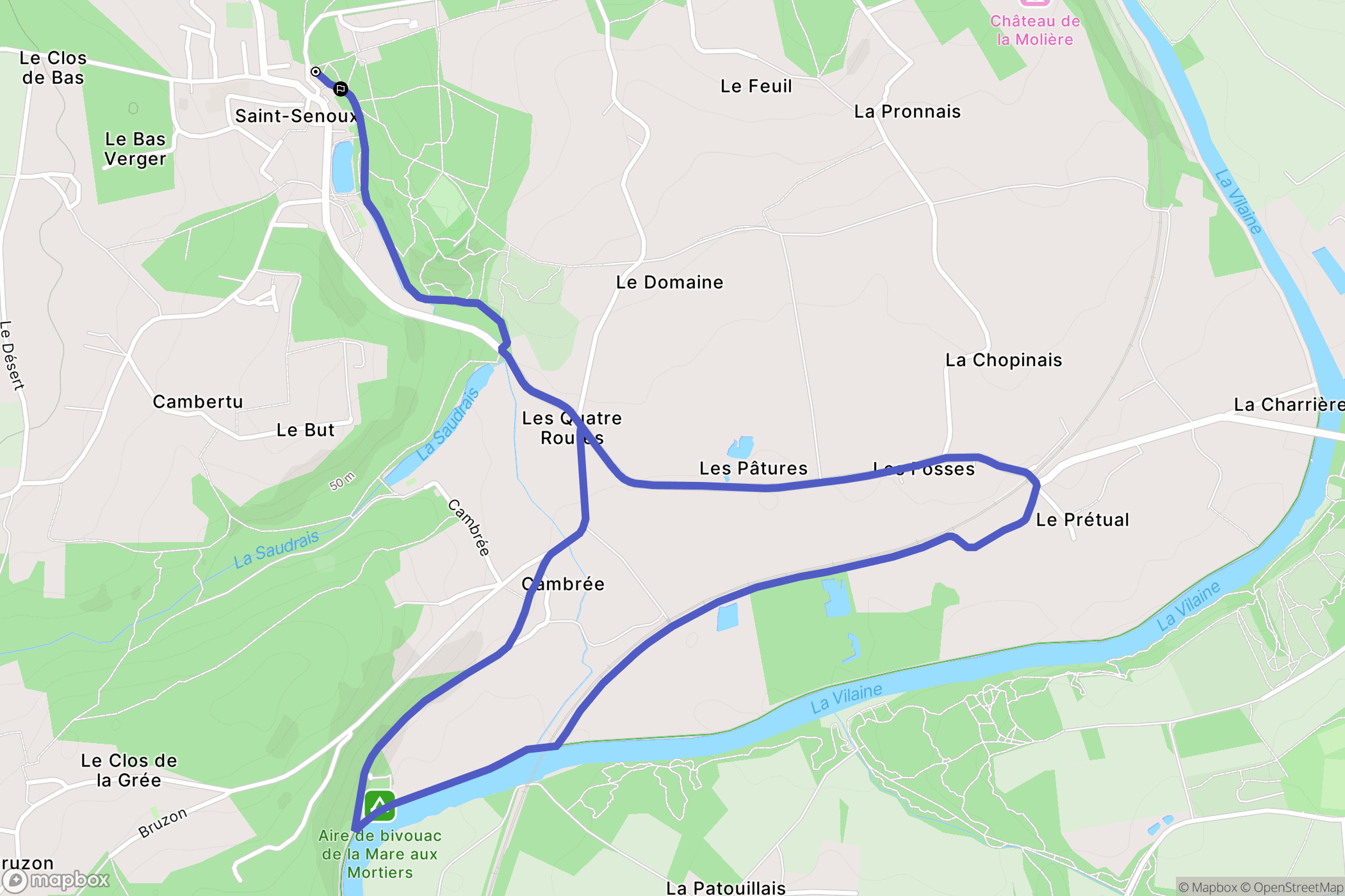 Saint-Senoux : carte du parcours de randonnée - France
