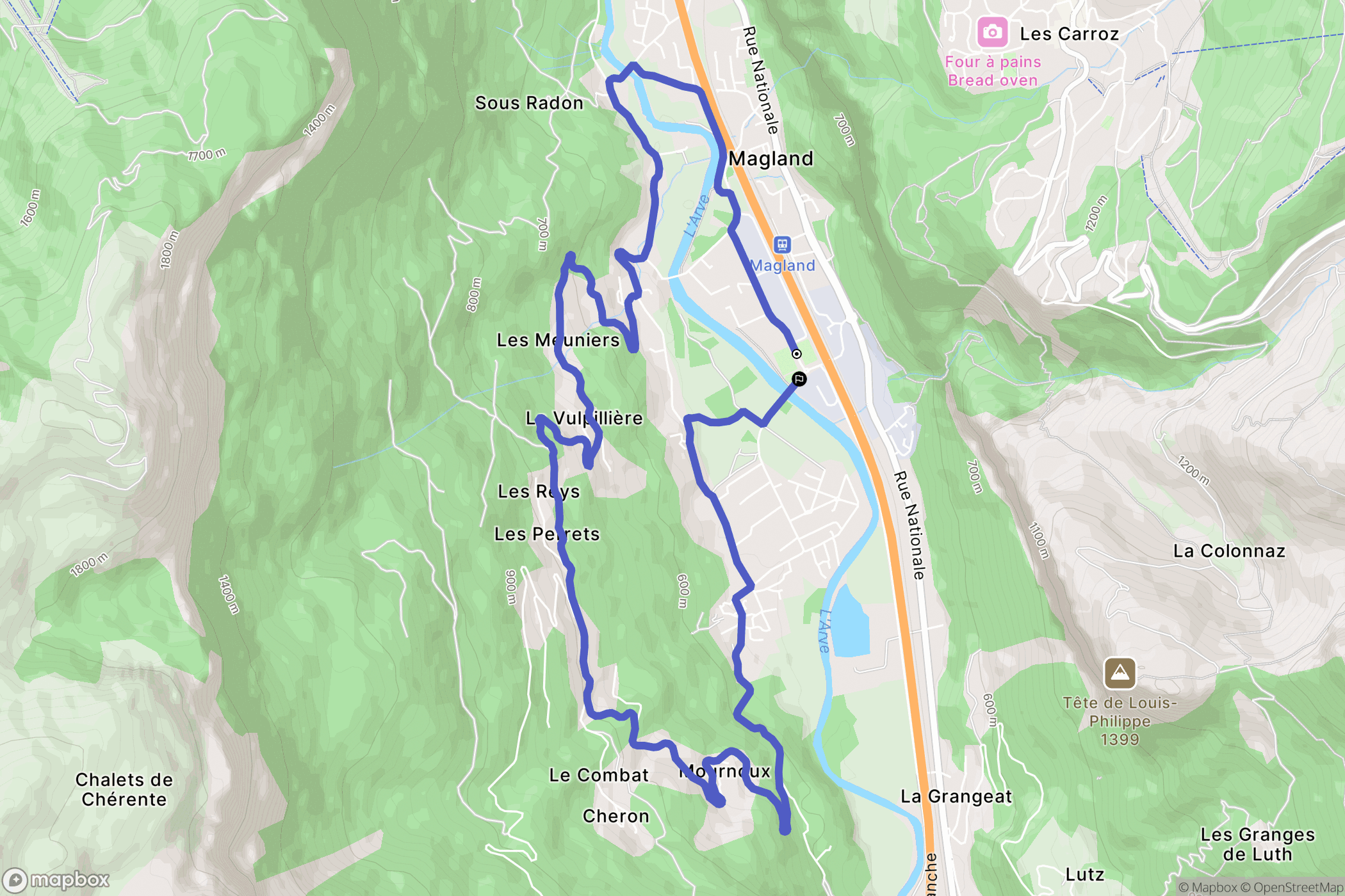 Magland : carte du parcours de randonnée - France