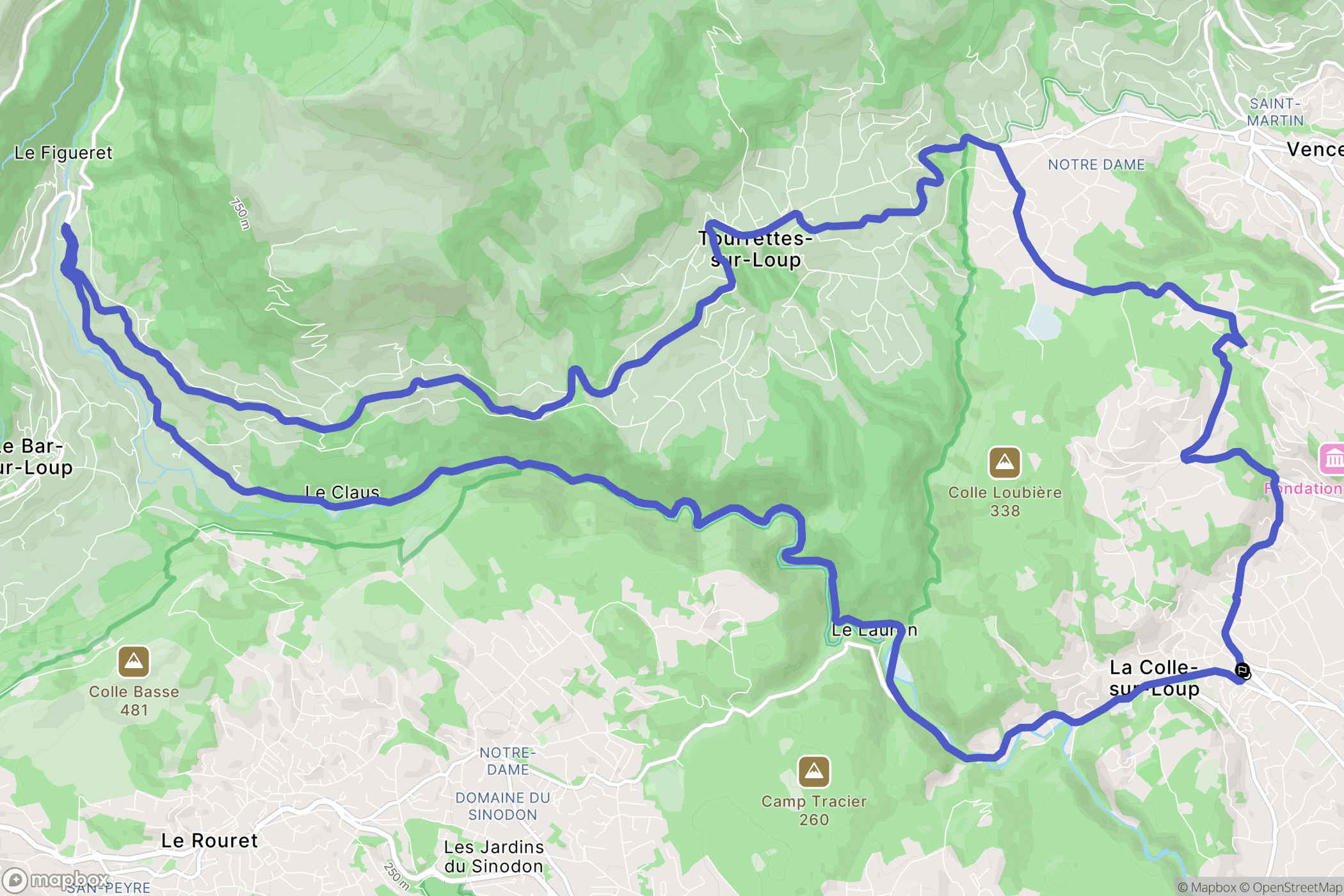 La Colle-sur-Loup : carte du parcours de randonnée - France
