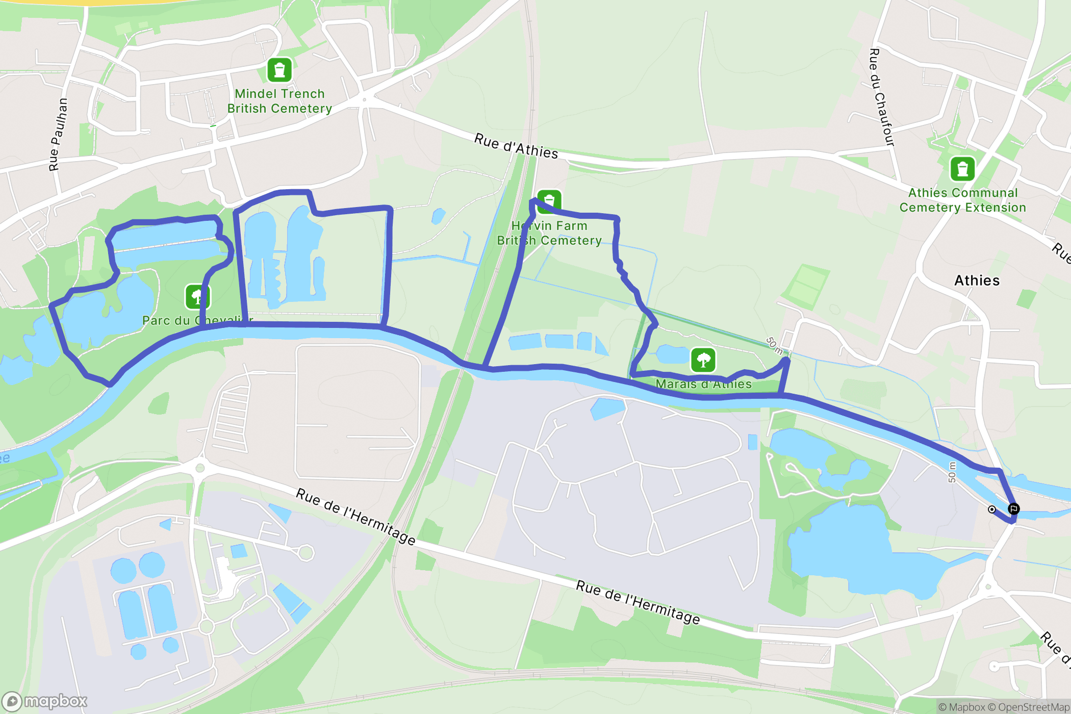 Athies : carte du parcours de randonnée - France