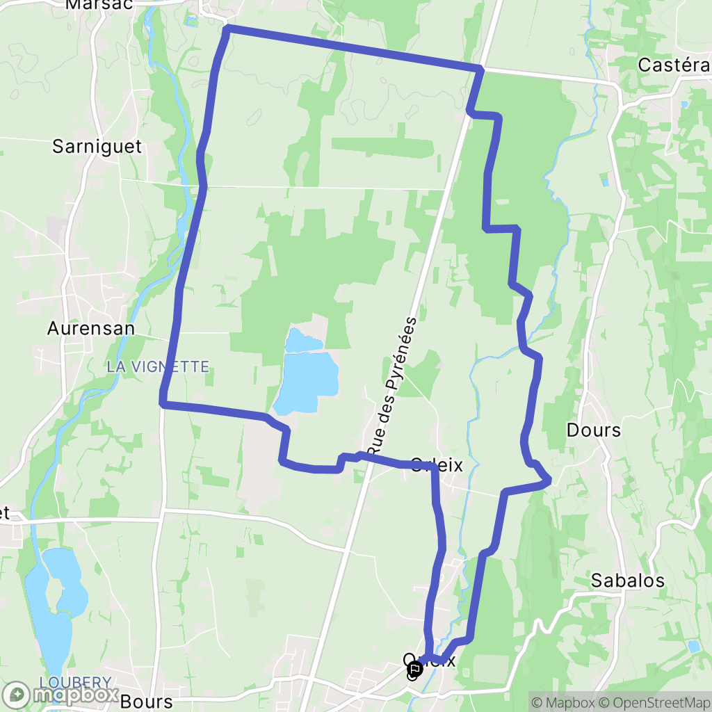 Orleix : carte du parcours de randonnée - France