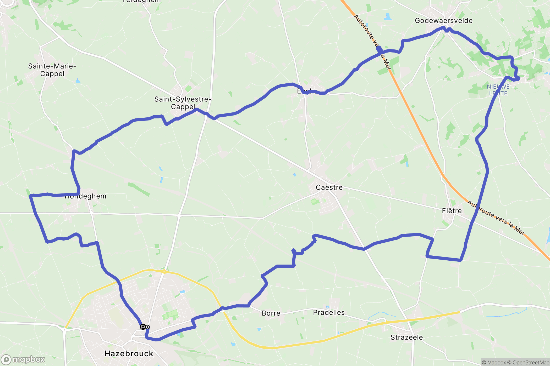 Hazebrouck : carte du parcours de randonnée - France