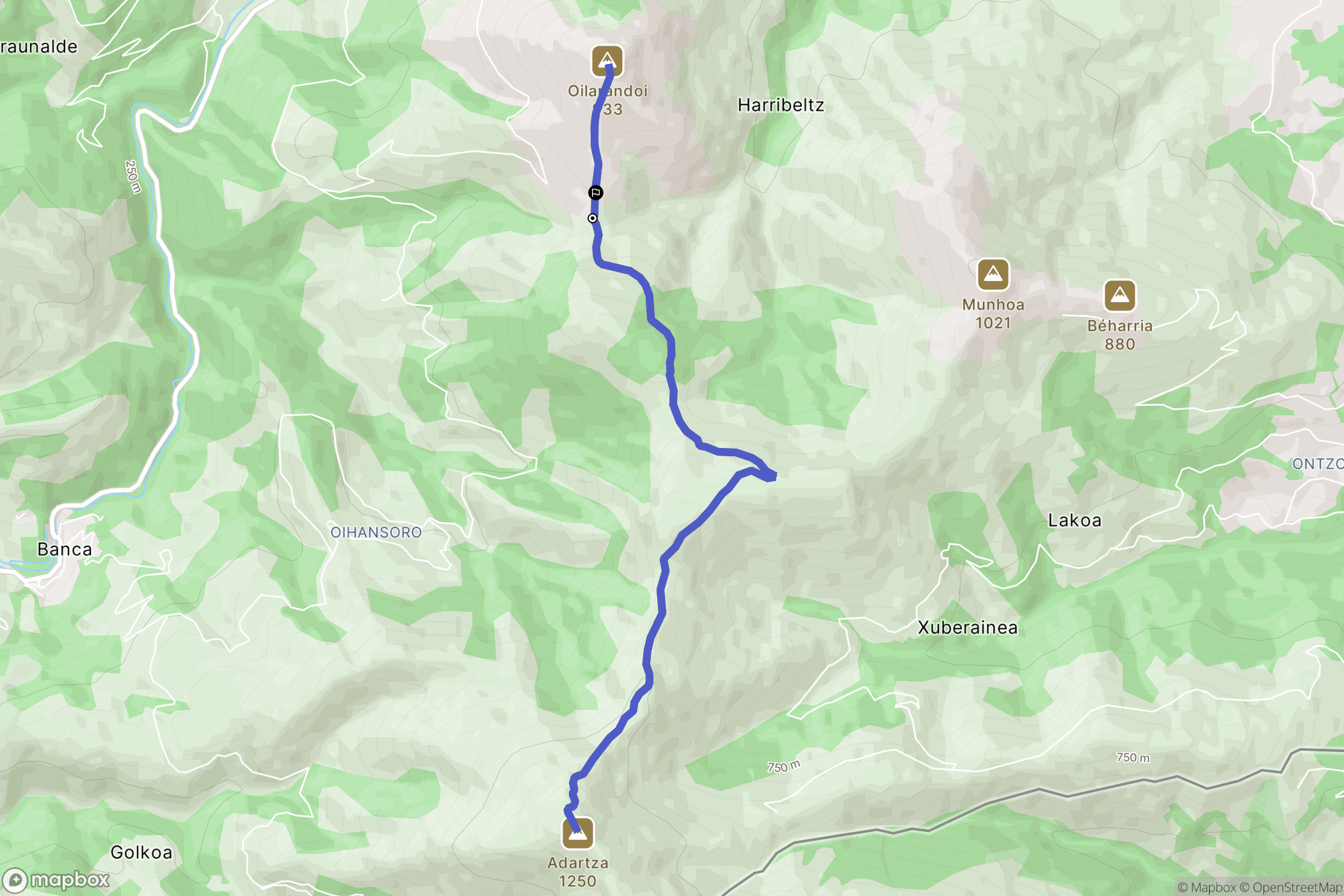 Saint-Étienne-de-Baïgorry : carte du parcours de randonnée - France