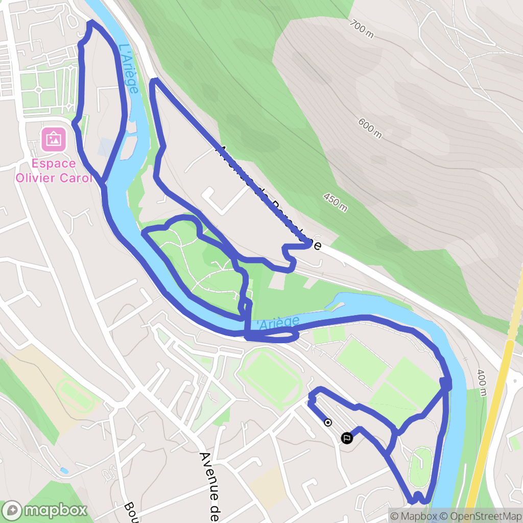 Foix : carte du parcours de randonnée - France