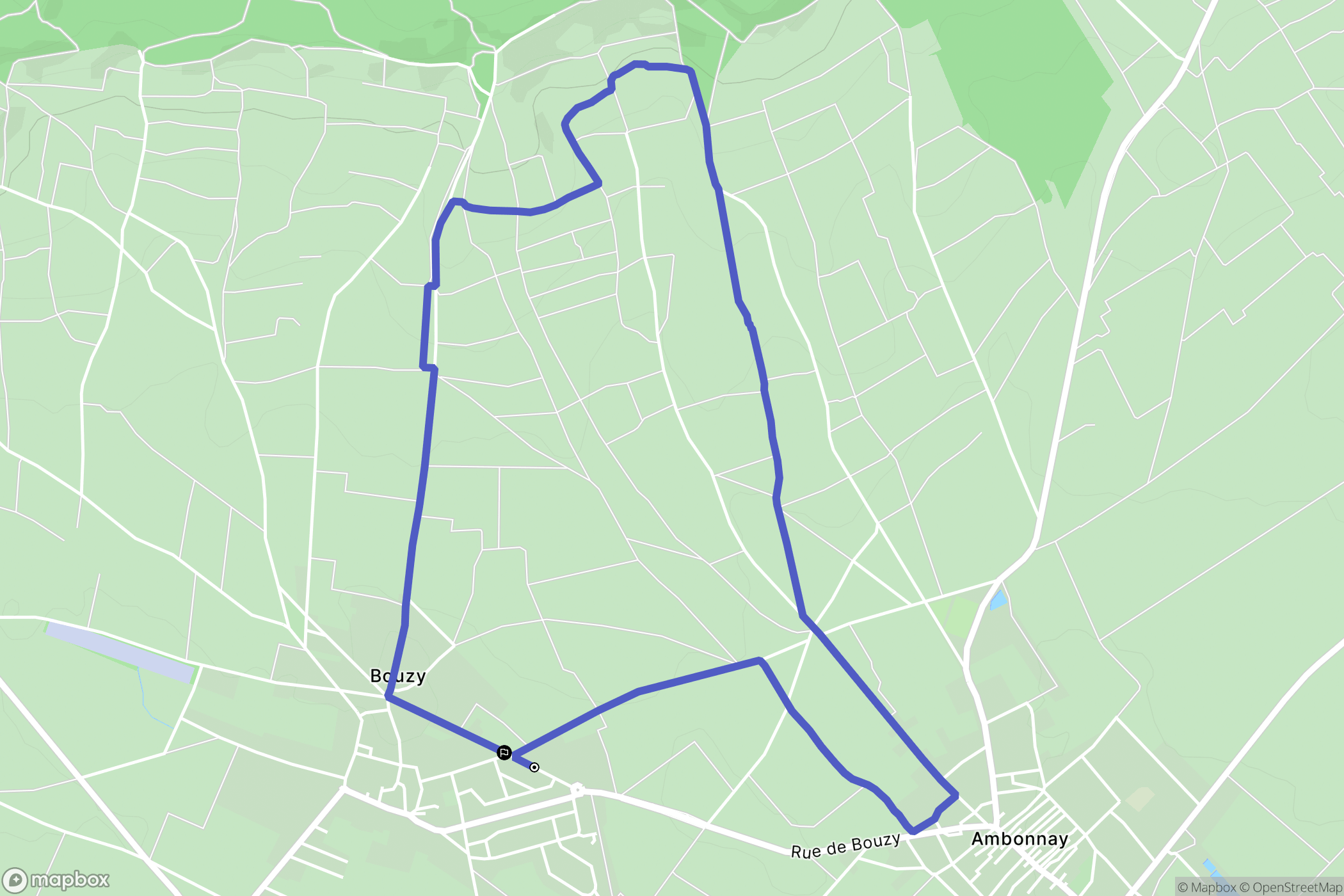 Bouzy : carte du parcours de randonnée - France