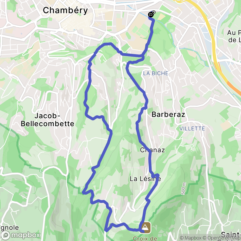 Chambéry : carte du parcours de randonnée - France