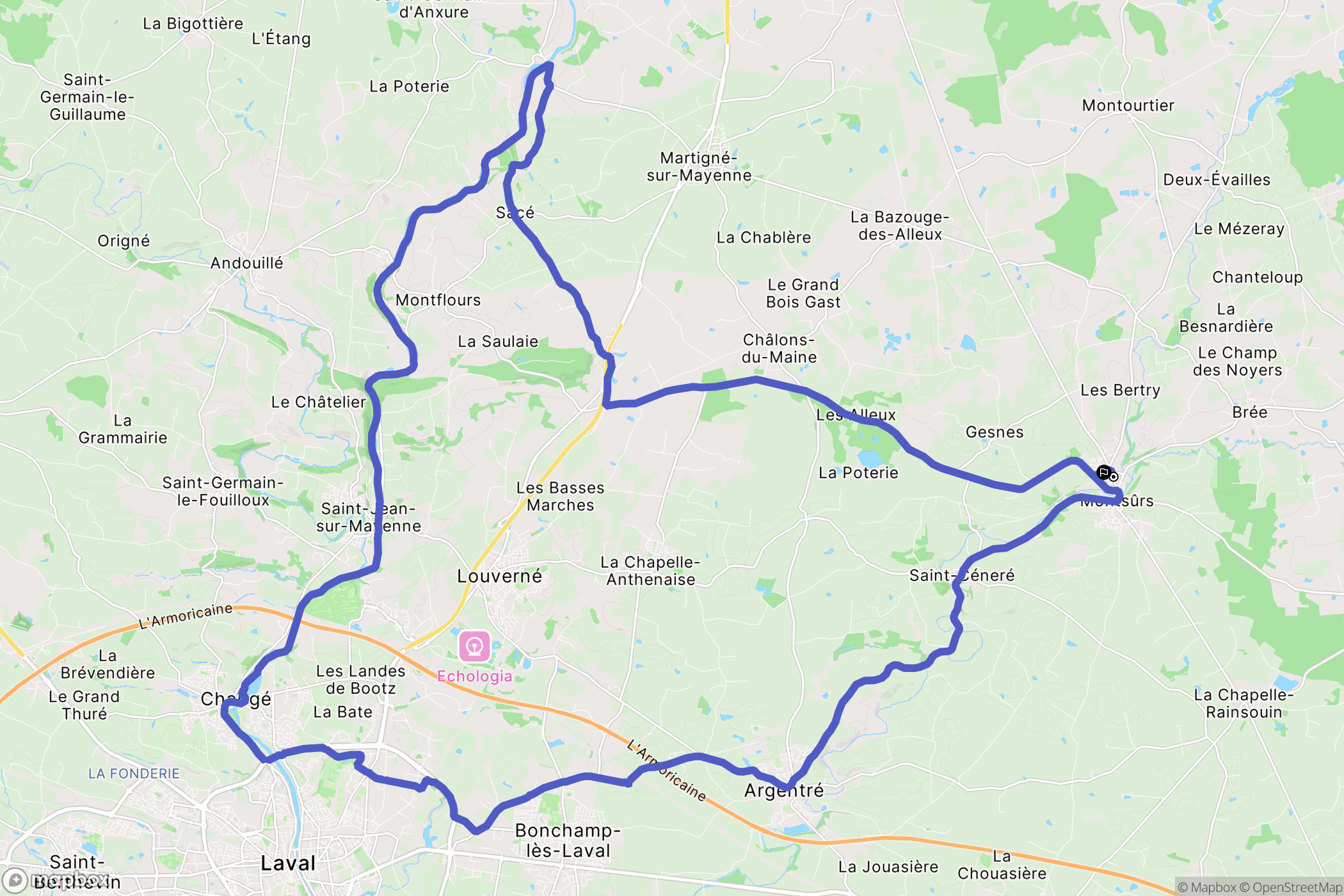Montsûrs : carte du parcours de randonnée - France