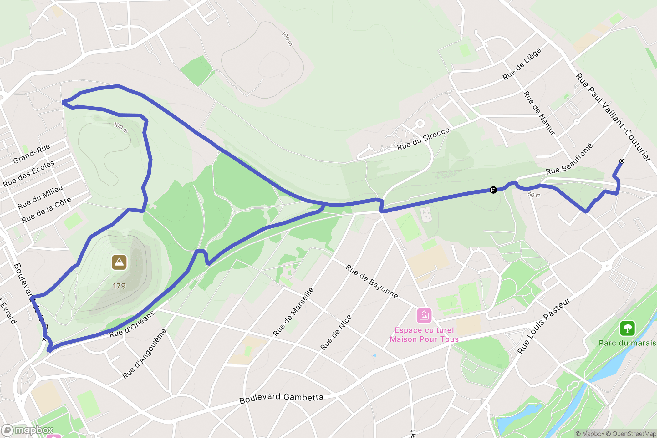 Marles-les-Mines : carte du parcours de randonnée - France