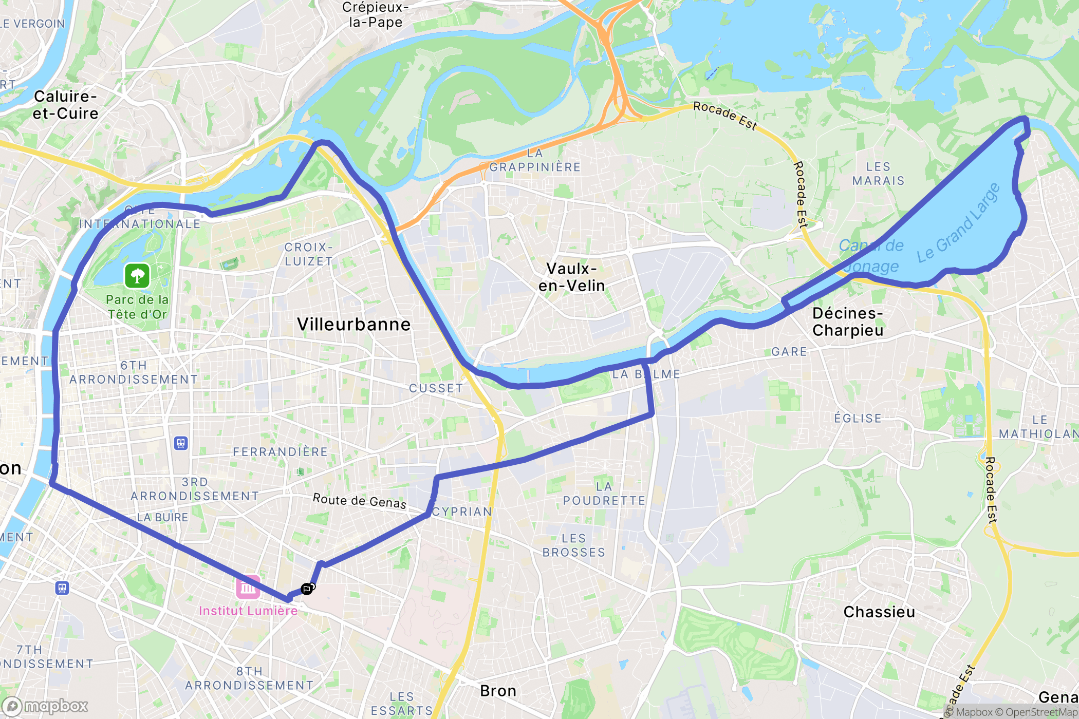Lyon : carte du parcours de randonnée - France