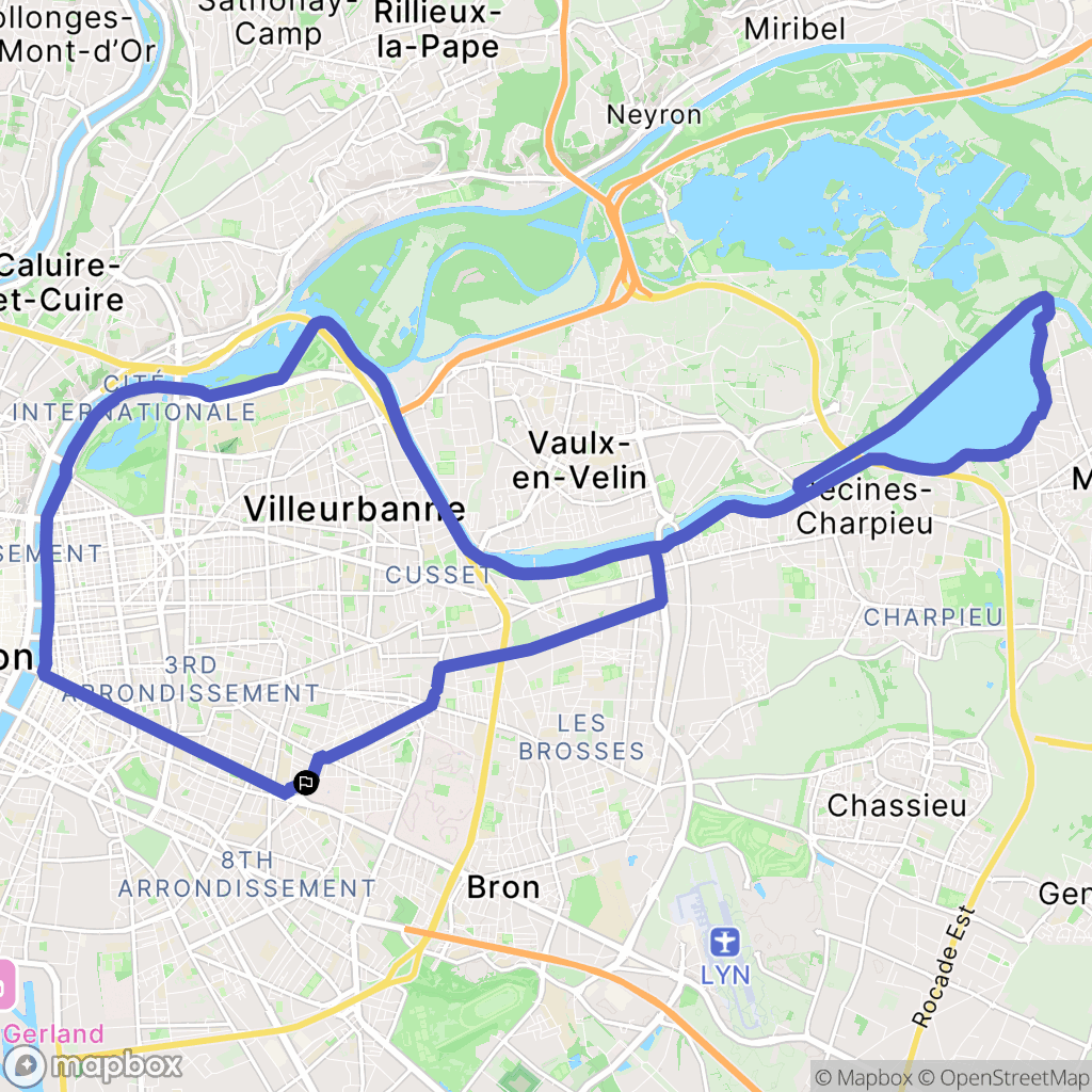 Lyon : carte du parcours de randonnée - France