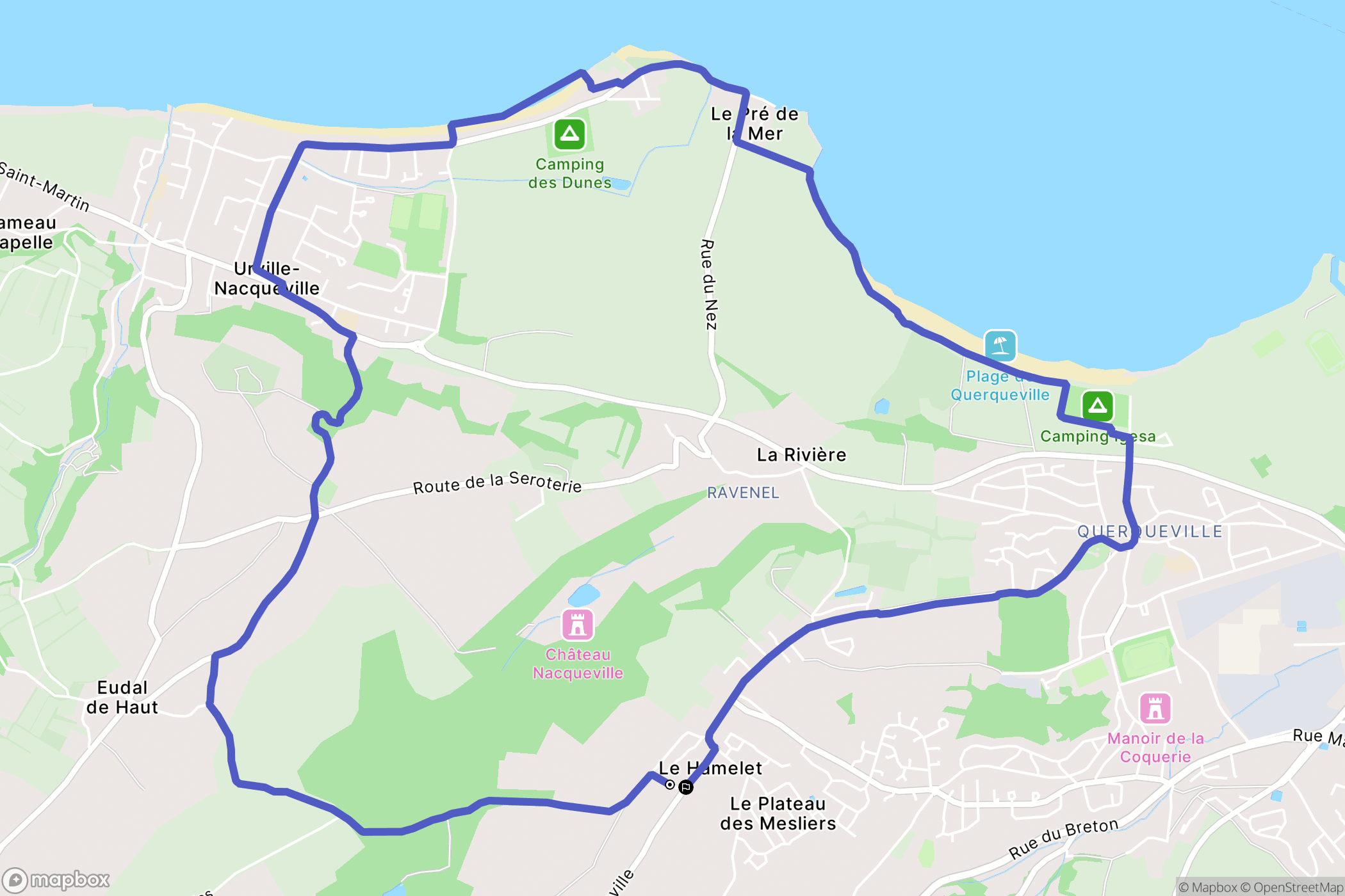 Cherbourg-en-Cotentin : carte du parcours de randonnée - France