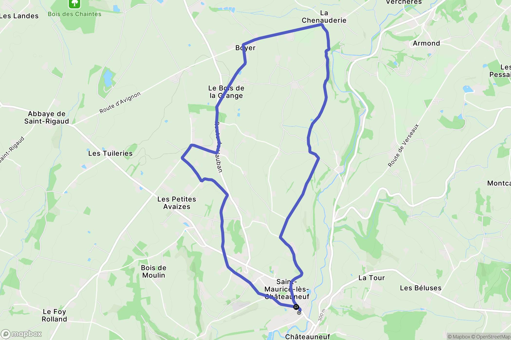 Saint-Maurice-lès-Châteauneuf : carte du parcours de randonnée - France