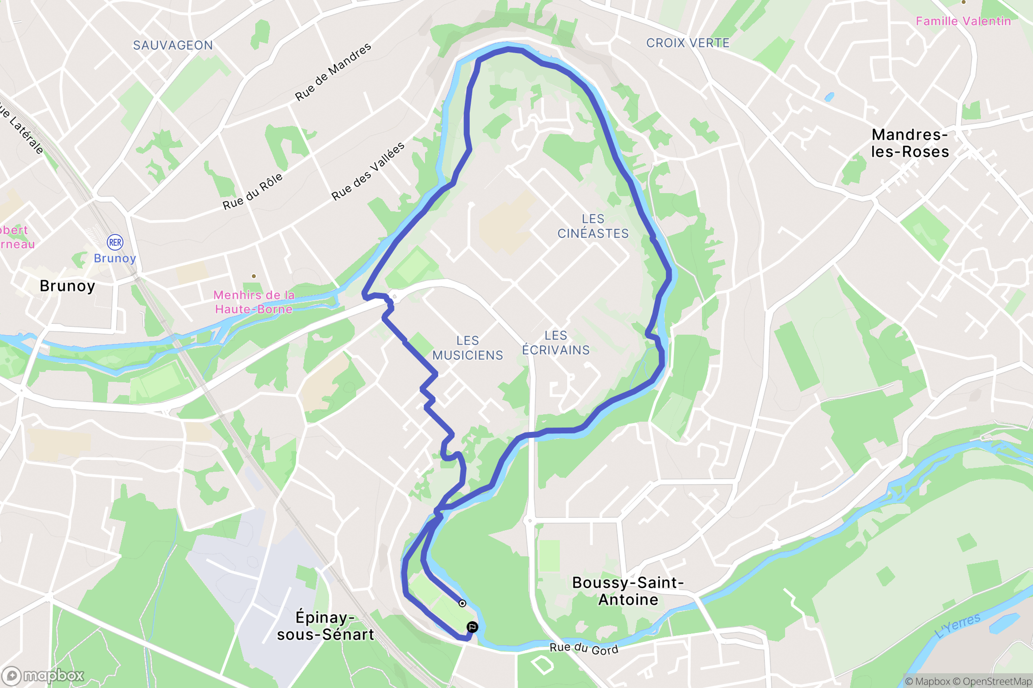 Boussy-Saint-Antoine : carte du parcours de randonnée - France