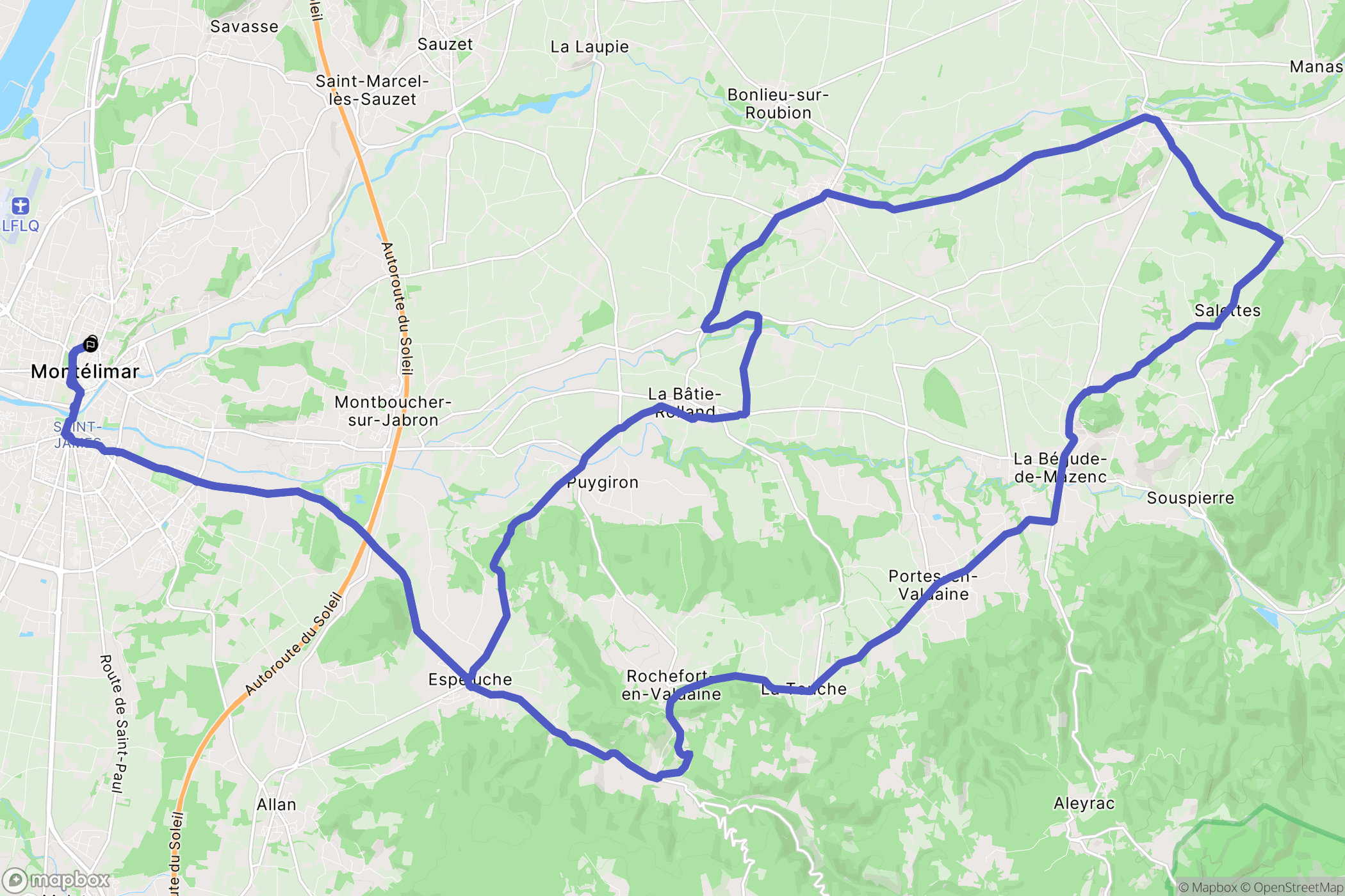 Montélimar : carte du parcours de randonnée - France