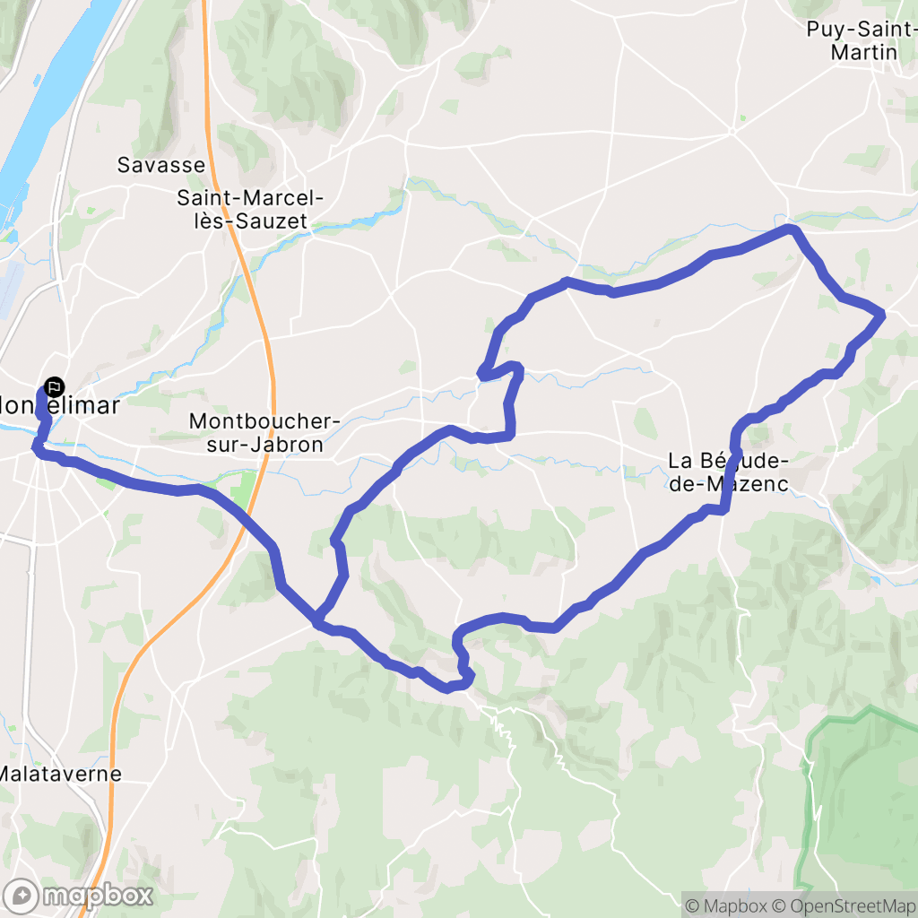 Montélimar : carte du parcours de randonnée - France