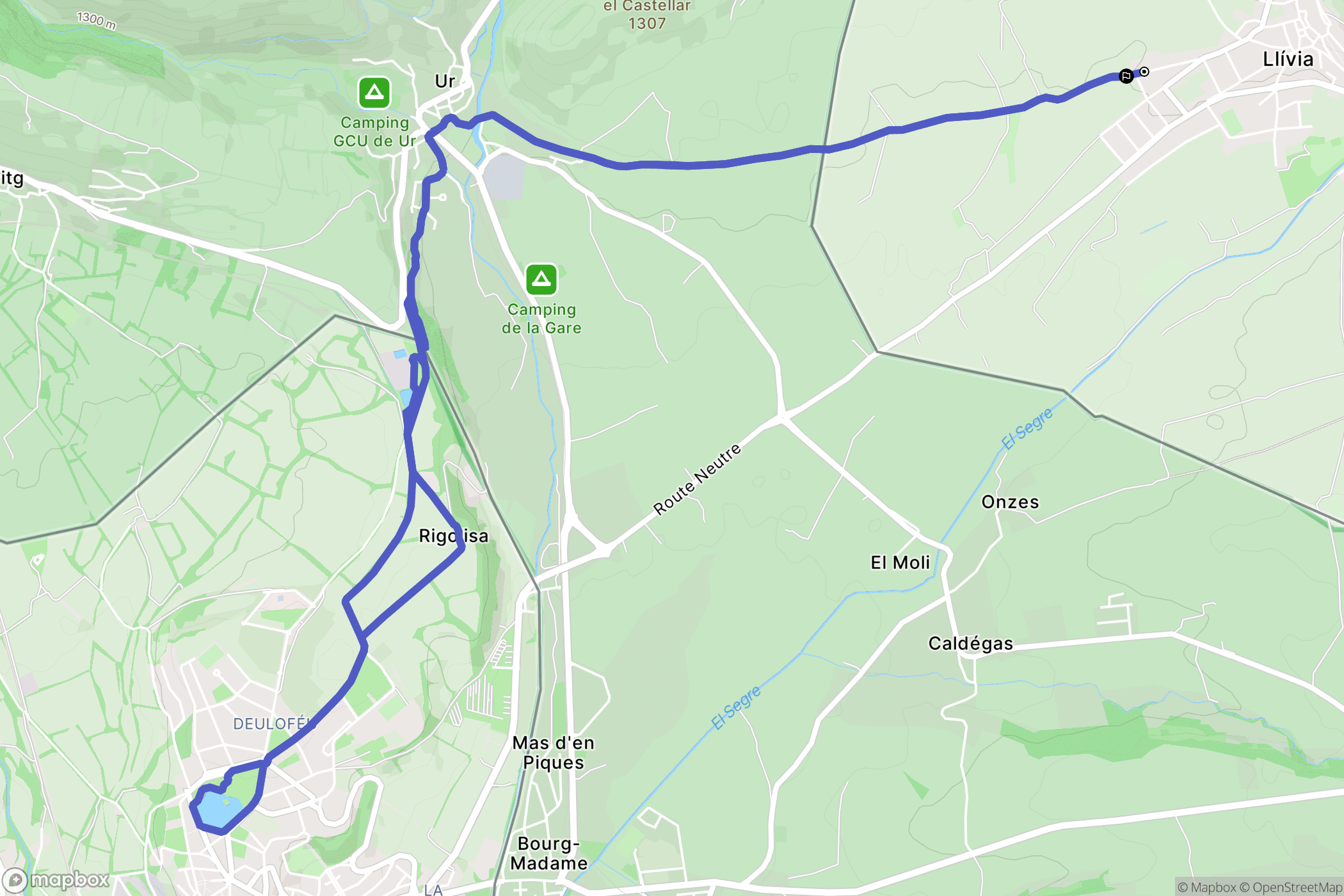 Llívia : carte du parcours de randonnée - Spain
