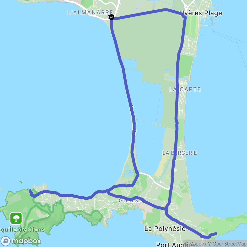 Hyères : carte du parcours de randonnée - France