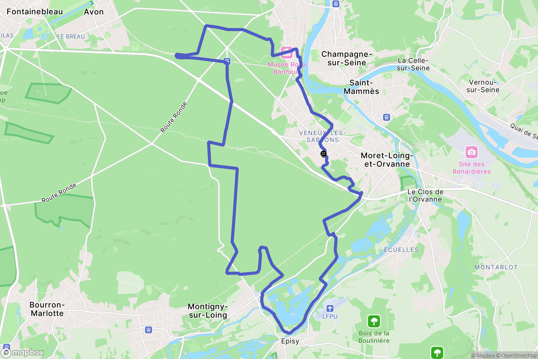 Moret-Loing-et-Orvanne : carte du parcours de randonnée - France