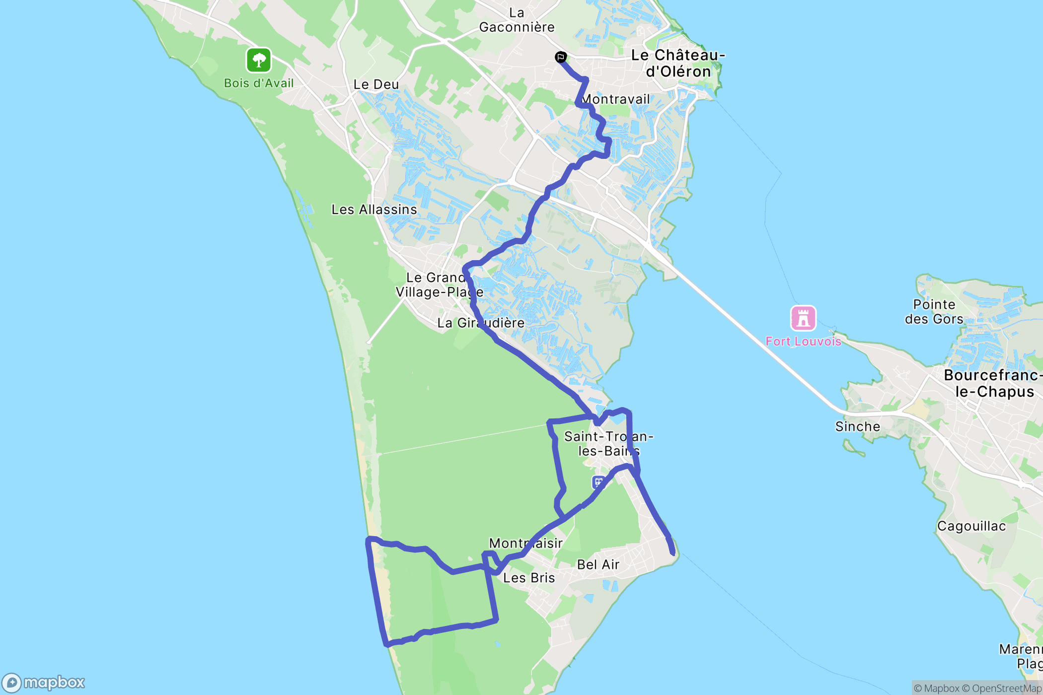Le Château-d'Oléron : carte du parcours de randonnée - France