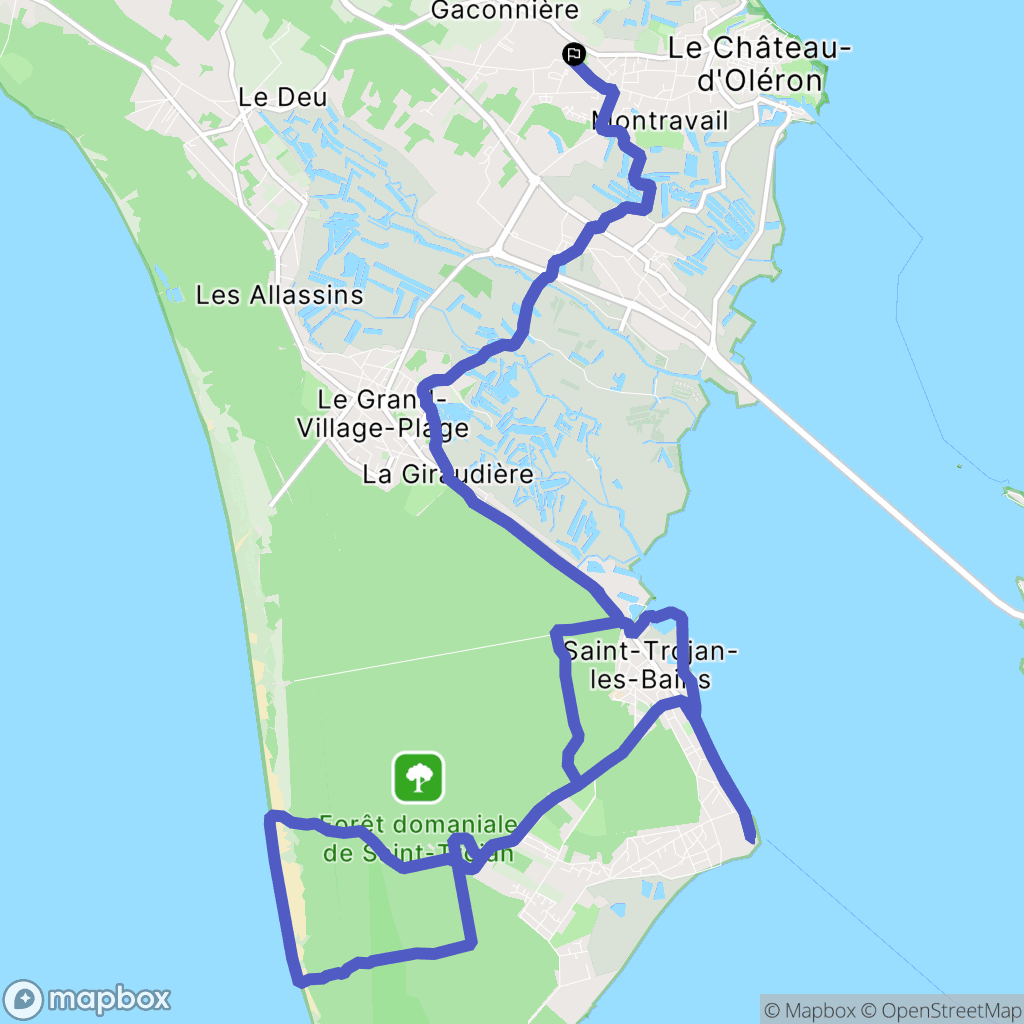 Le Château-d'Oléron : carte du parcours de randonnée - France
