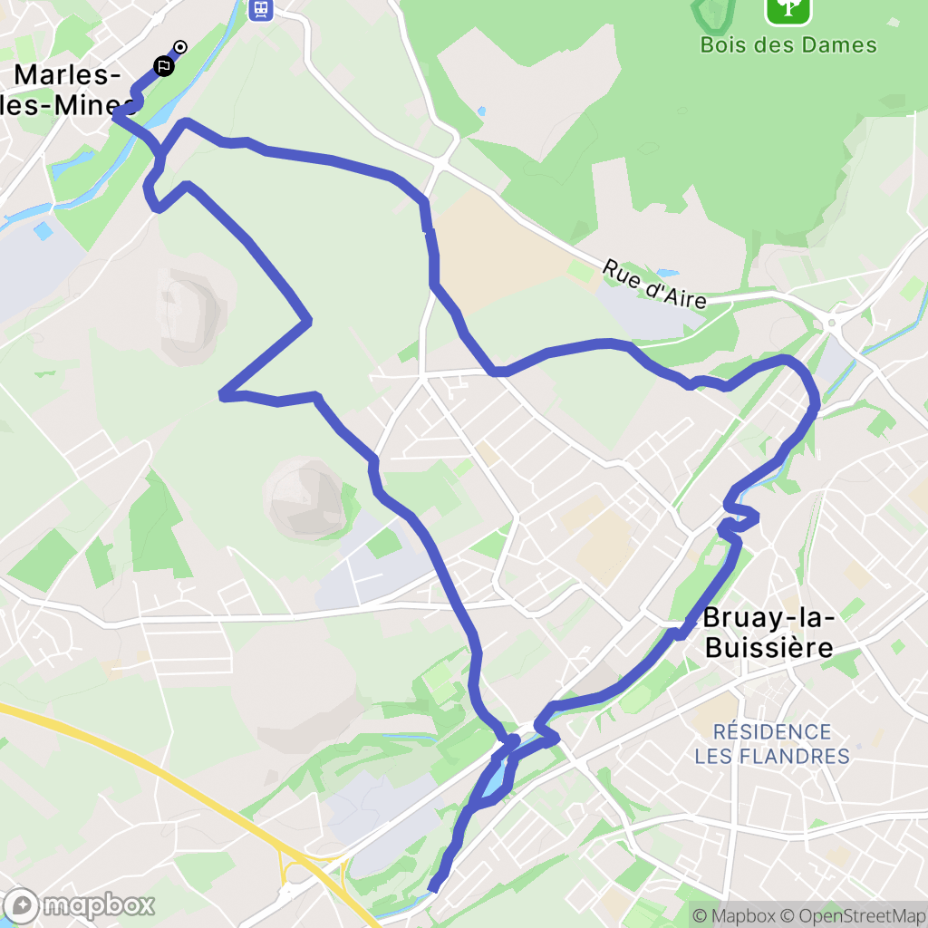 Marles-les-Mines : carte du parcours de randonnée - France