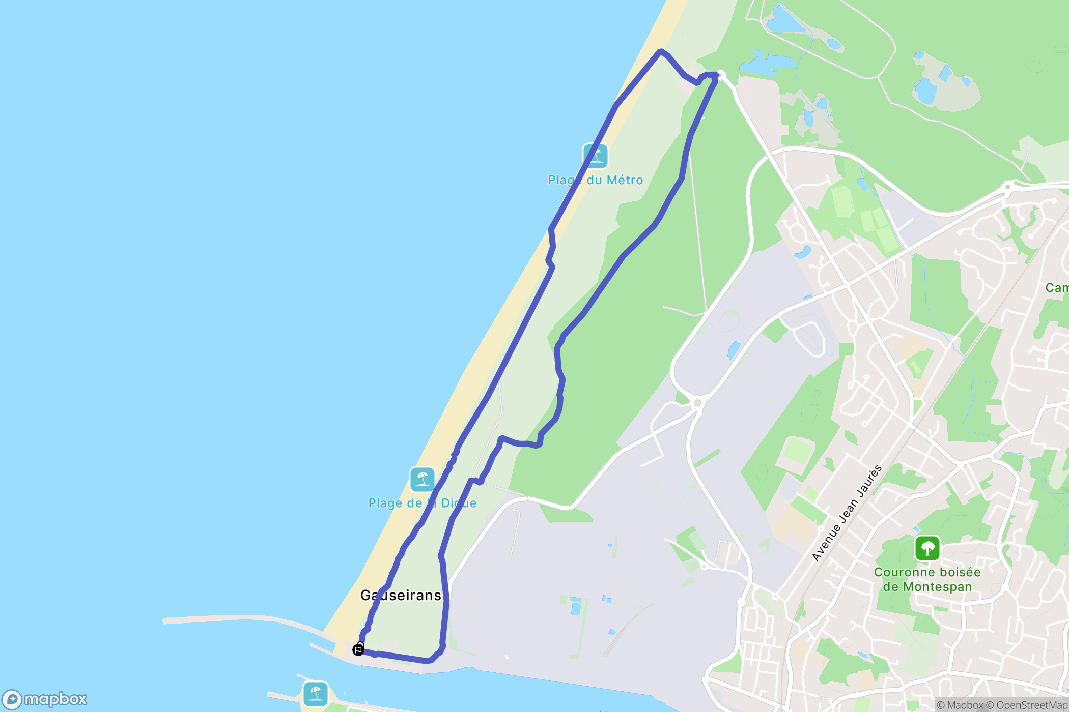 Tarnos : carte du parcours de randonnée - France