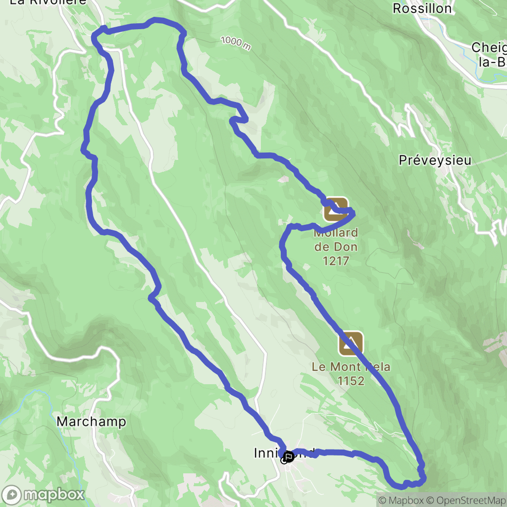 Innimond : carte du parcours de randonnée - France