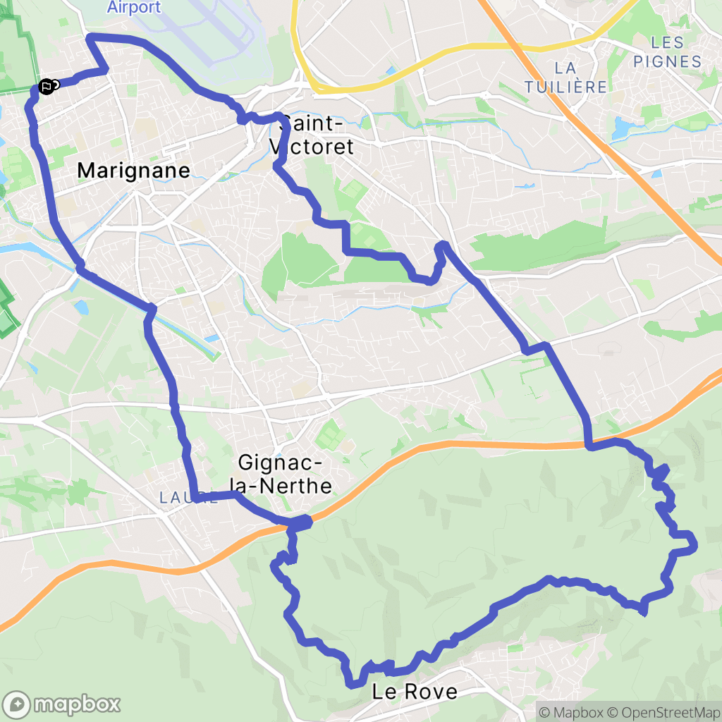 Marignane : carte du parcours de randonnée - France