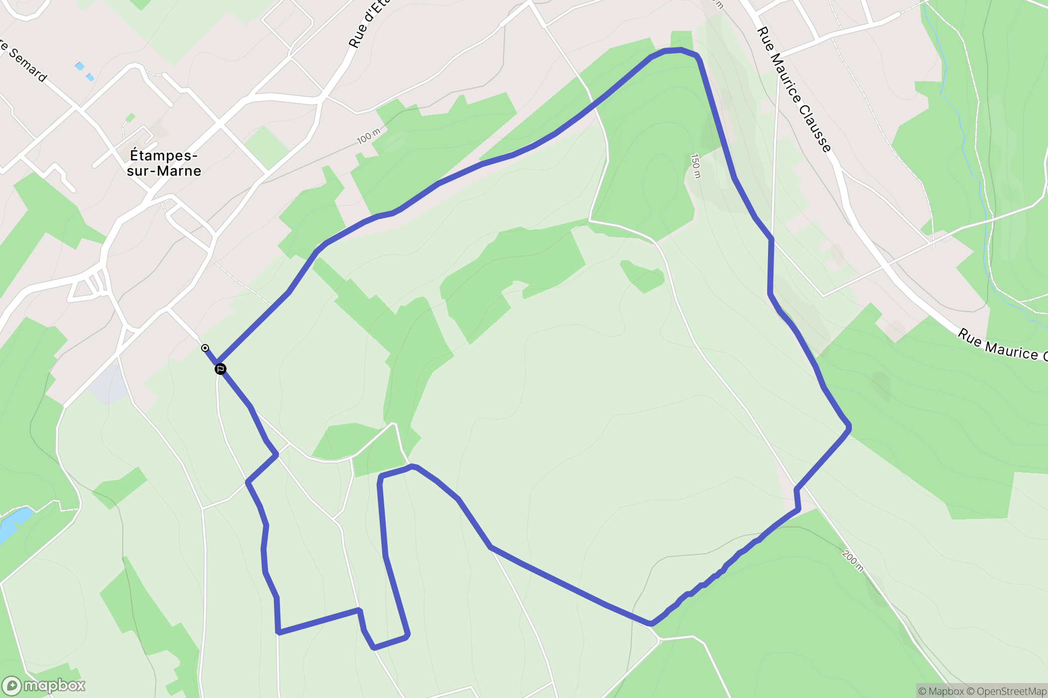 Étampes-sur-Marne : carte du parcours de randonnée - France