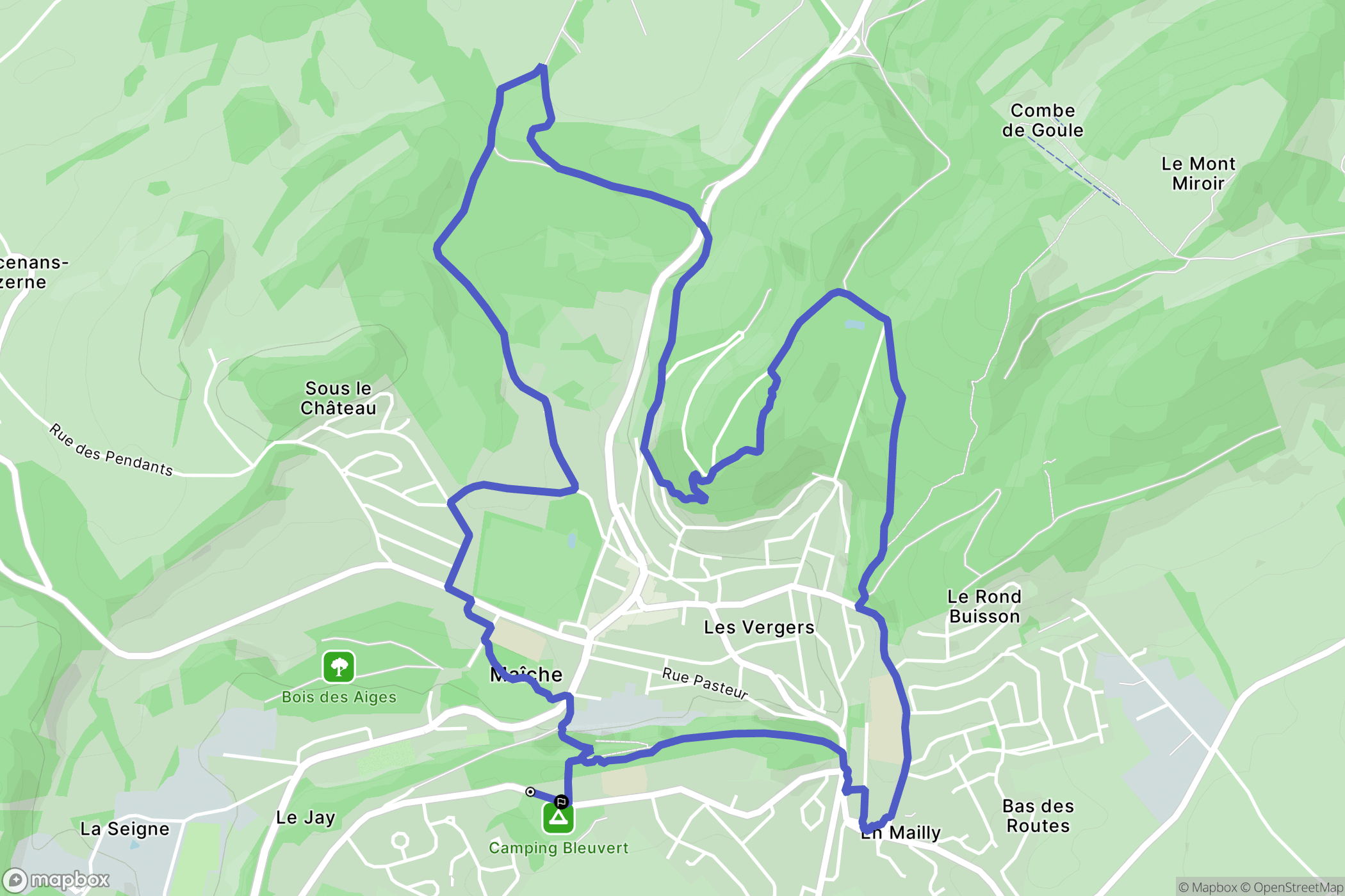 Maîche : carte du parcours de randonnée - France