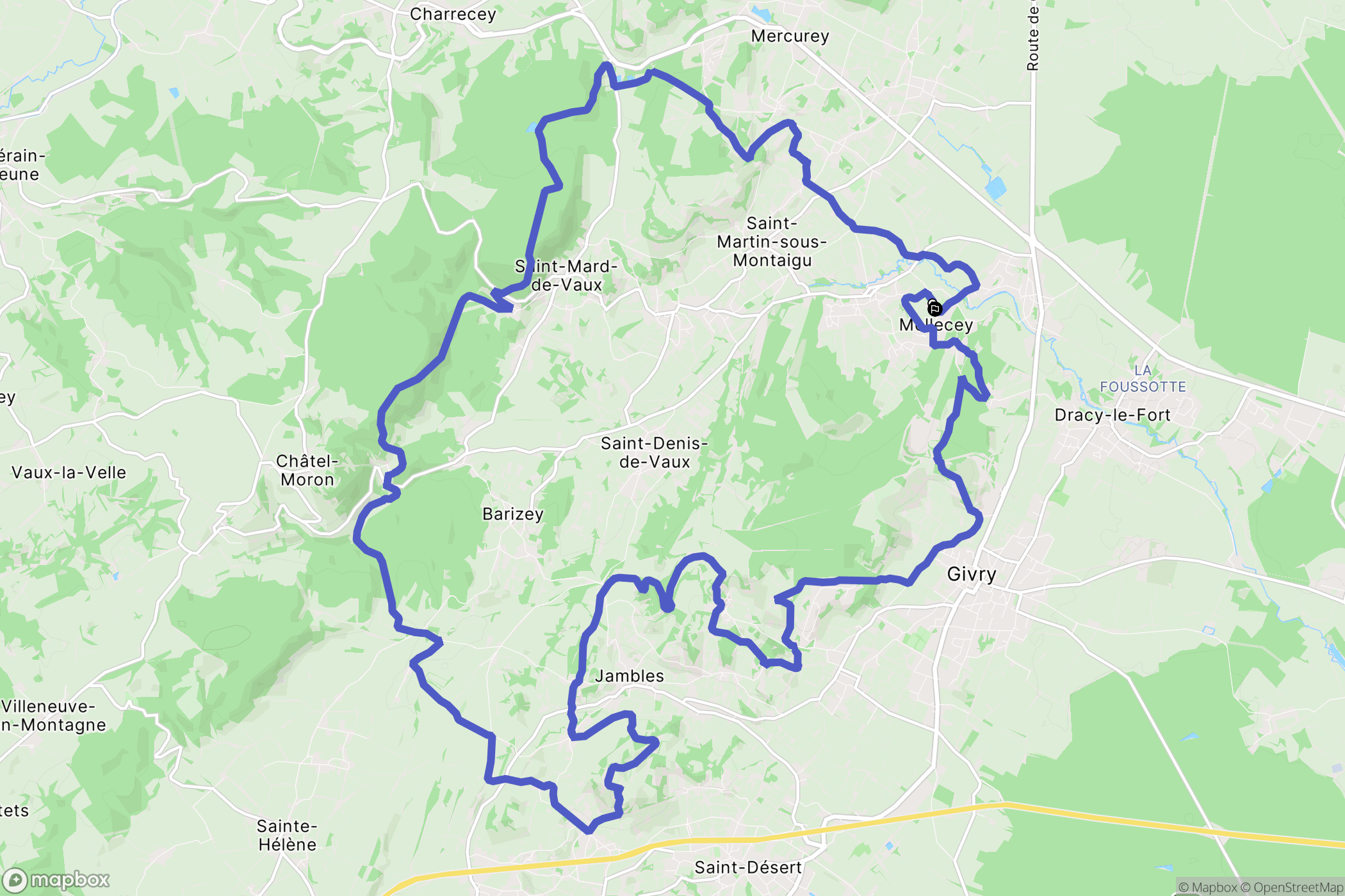 Mellecey : carte du parcours de randonnée - France