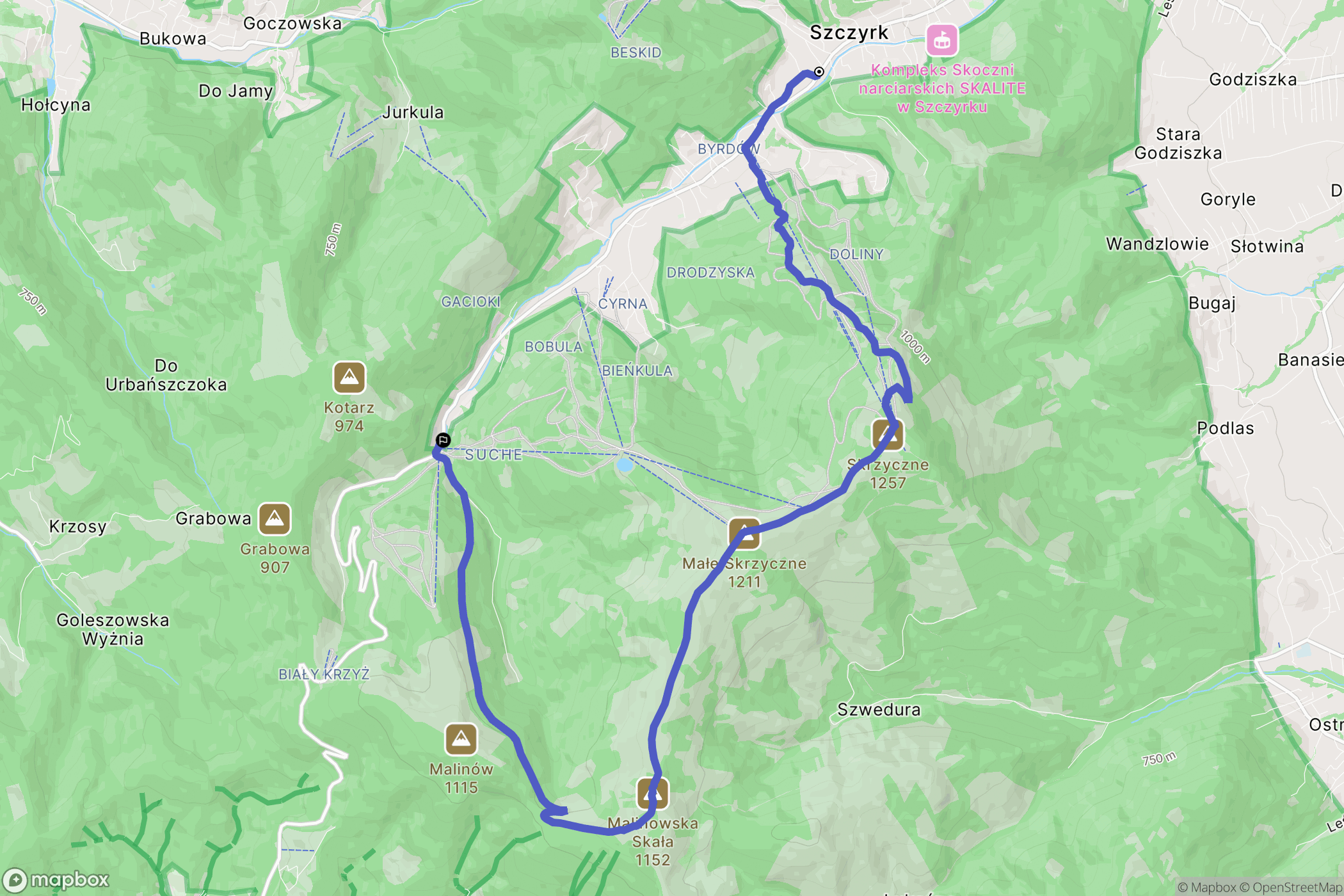 Szczyrk: mapa trasy - Poland