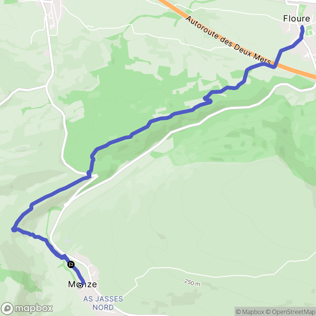 Monze : carte du parcours de randonnée - France