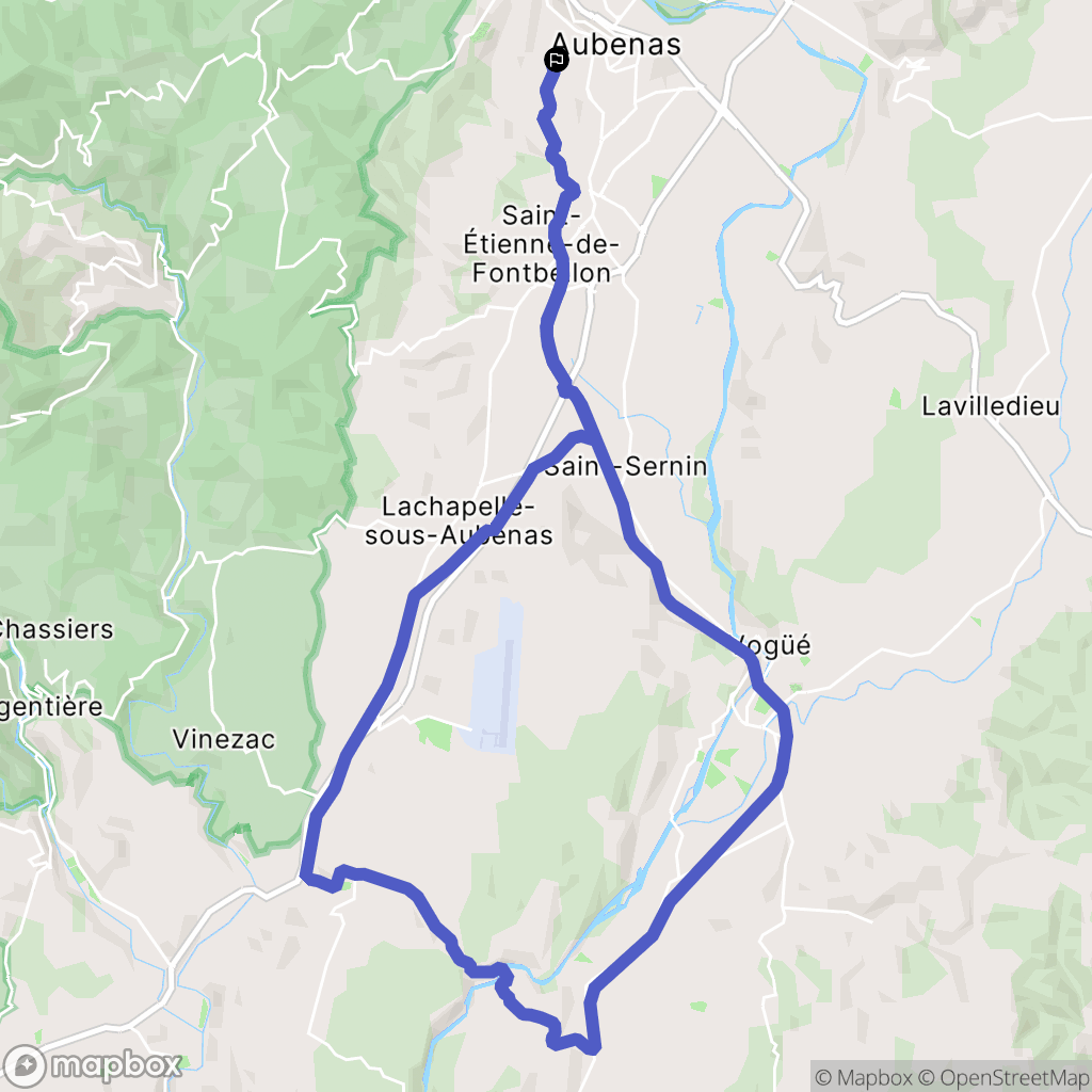 Aubenas : carte du parcours de randonnée - France