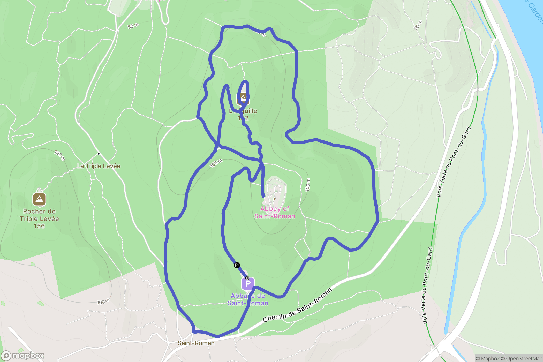Beaucaire : carte du parcours de randonnée - France
