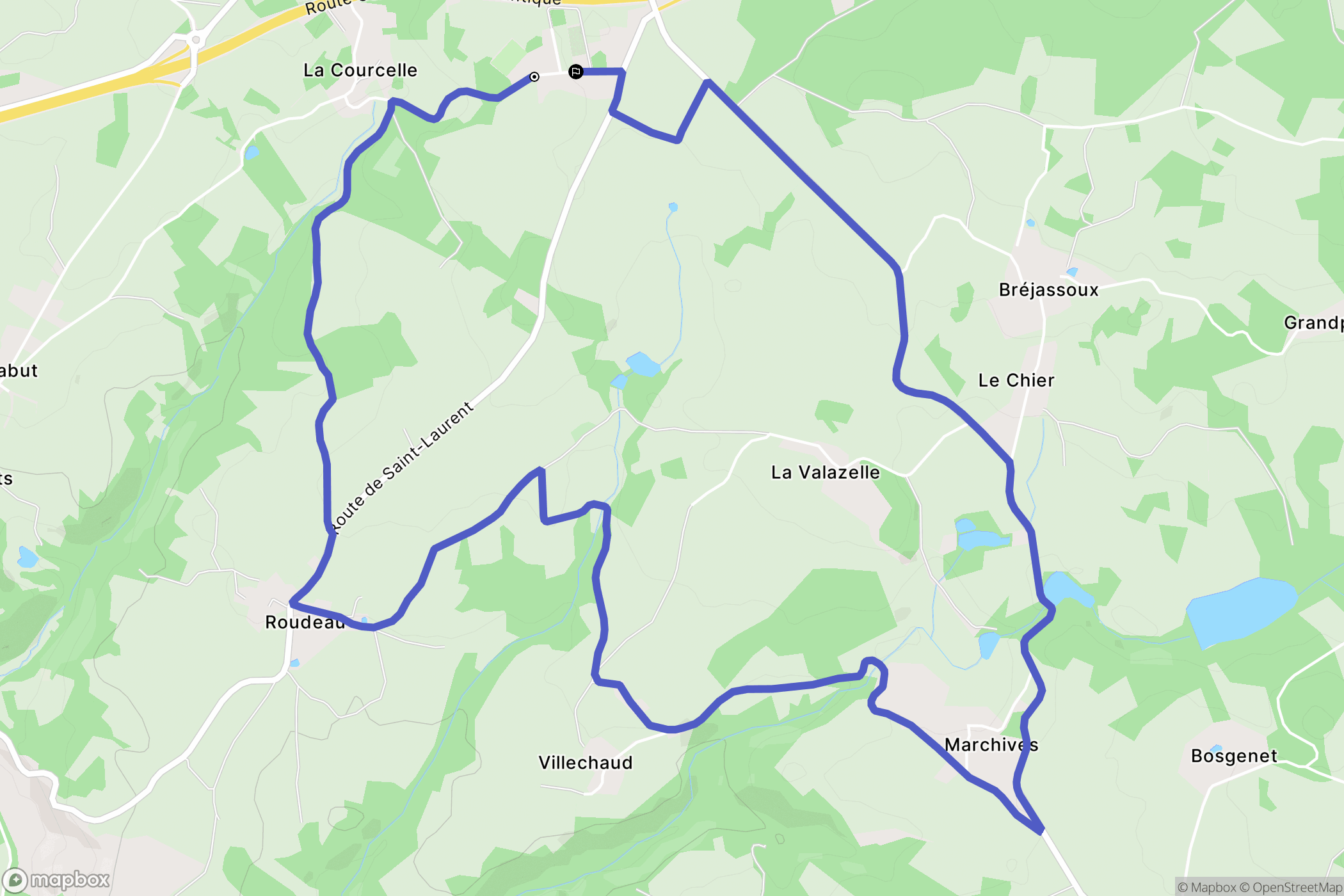 Ajain : carte du parcours de randonnée - France
