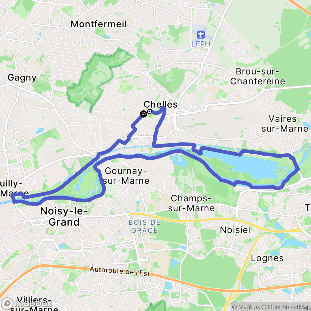 Chelles : carte du parcours de randonnée - France
