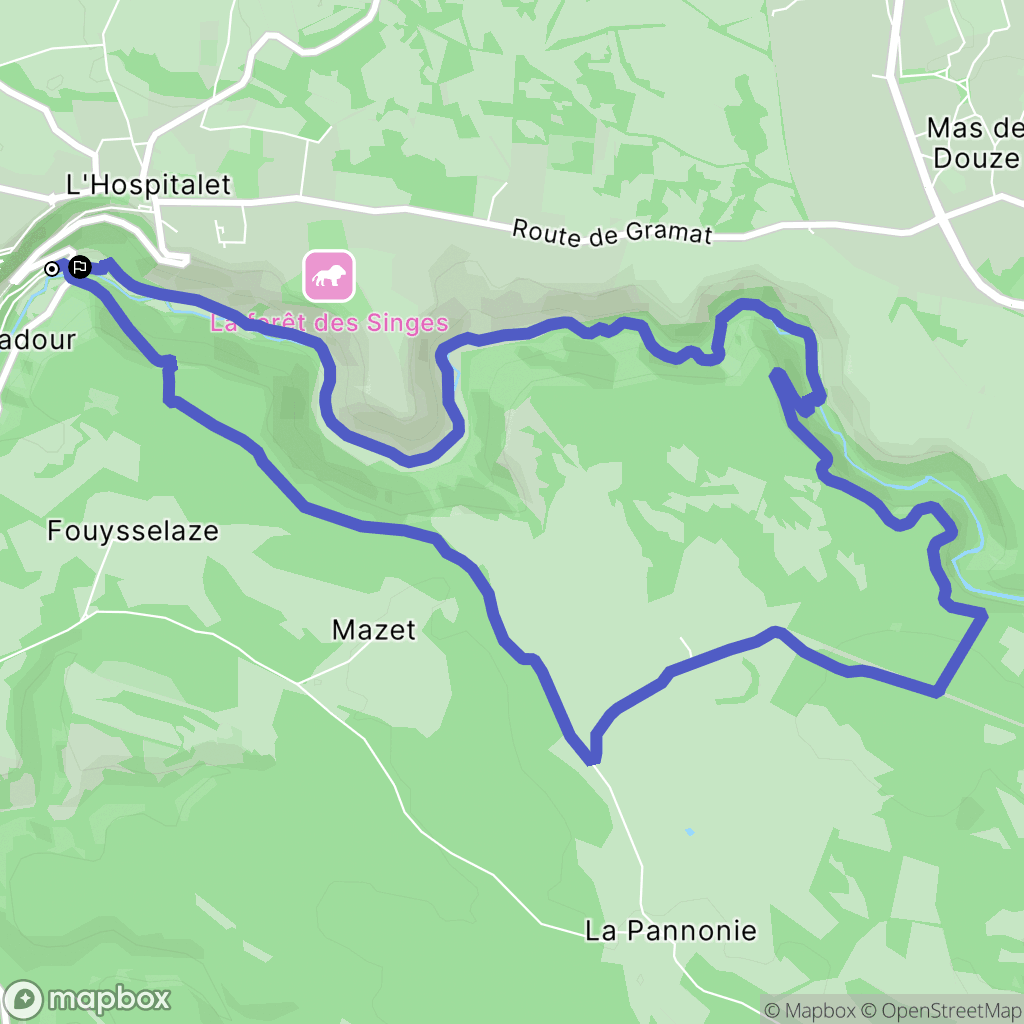 Rocamadour : carte du parcours de randonnée - France