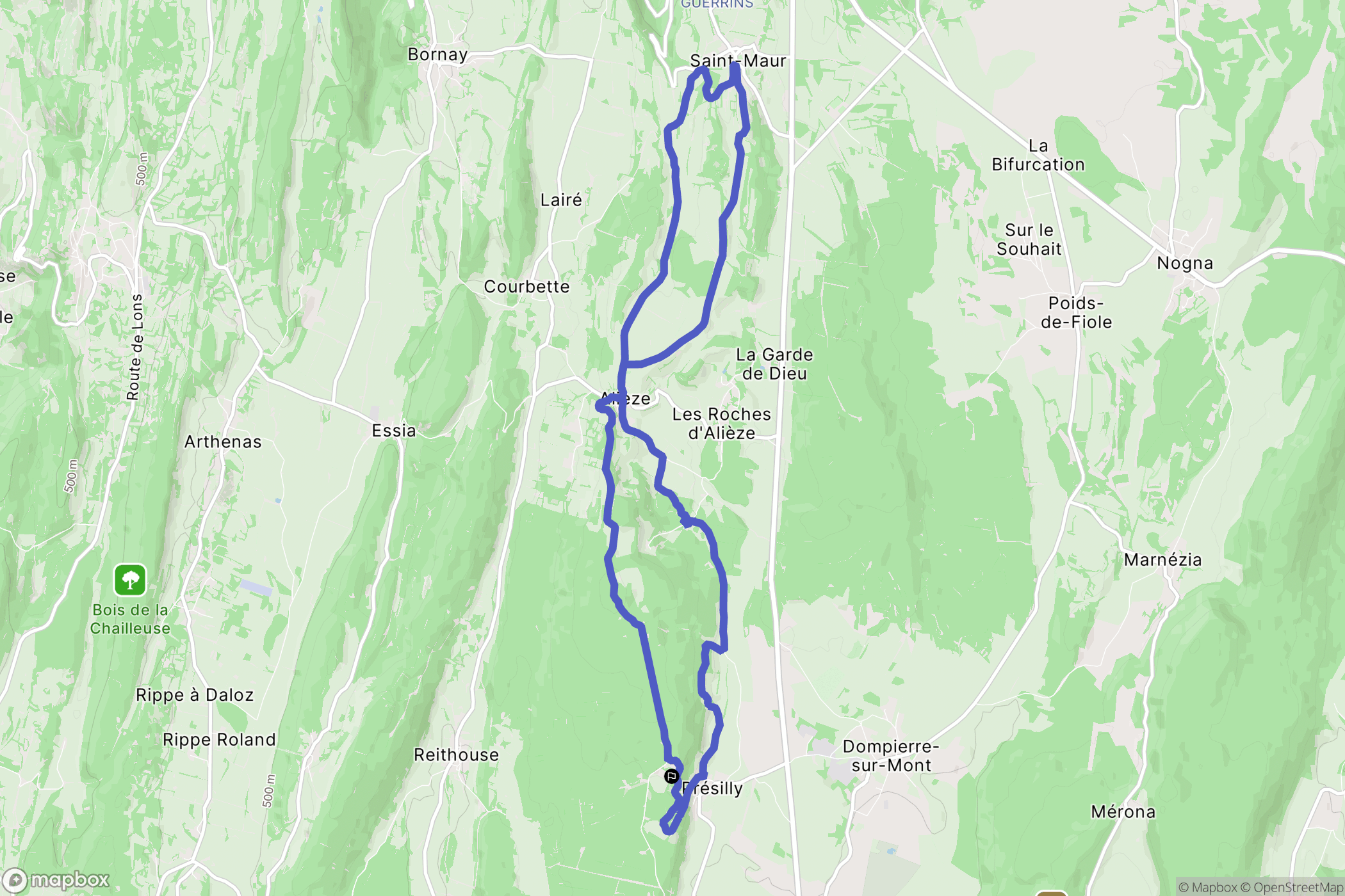 Présilly : carte du parcours de randonnée - France