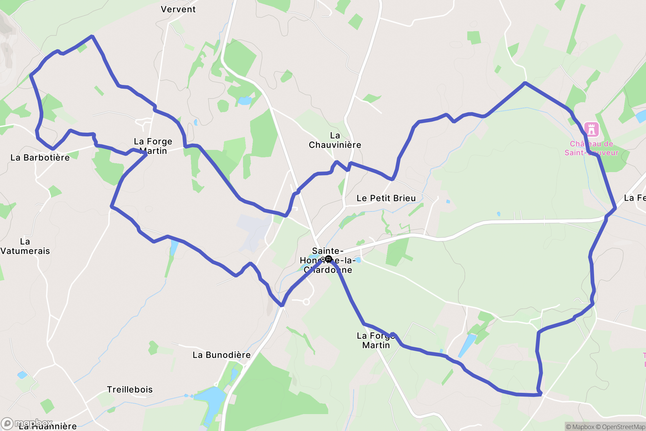Sainte-Honorine-la-Chardonne : carte du parcours de randonnée - France
