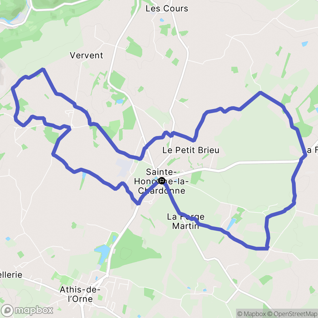 Sainte-Honorine-la-Chardonne : carte du parcours de randonnée - France