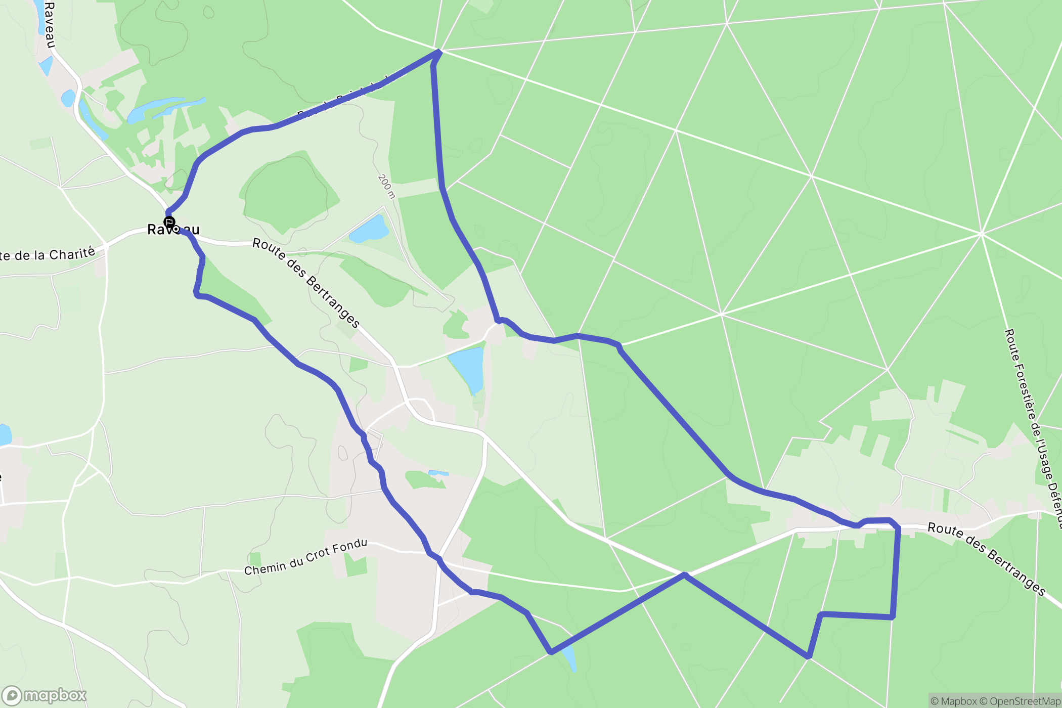 Raveau : carte du parcours de randonnée - France