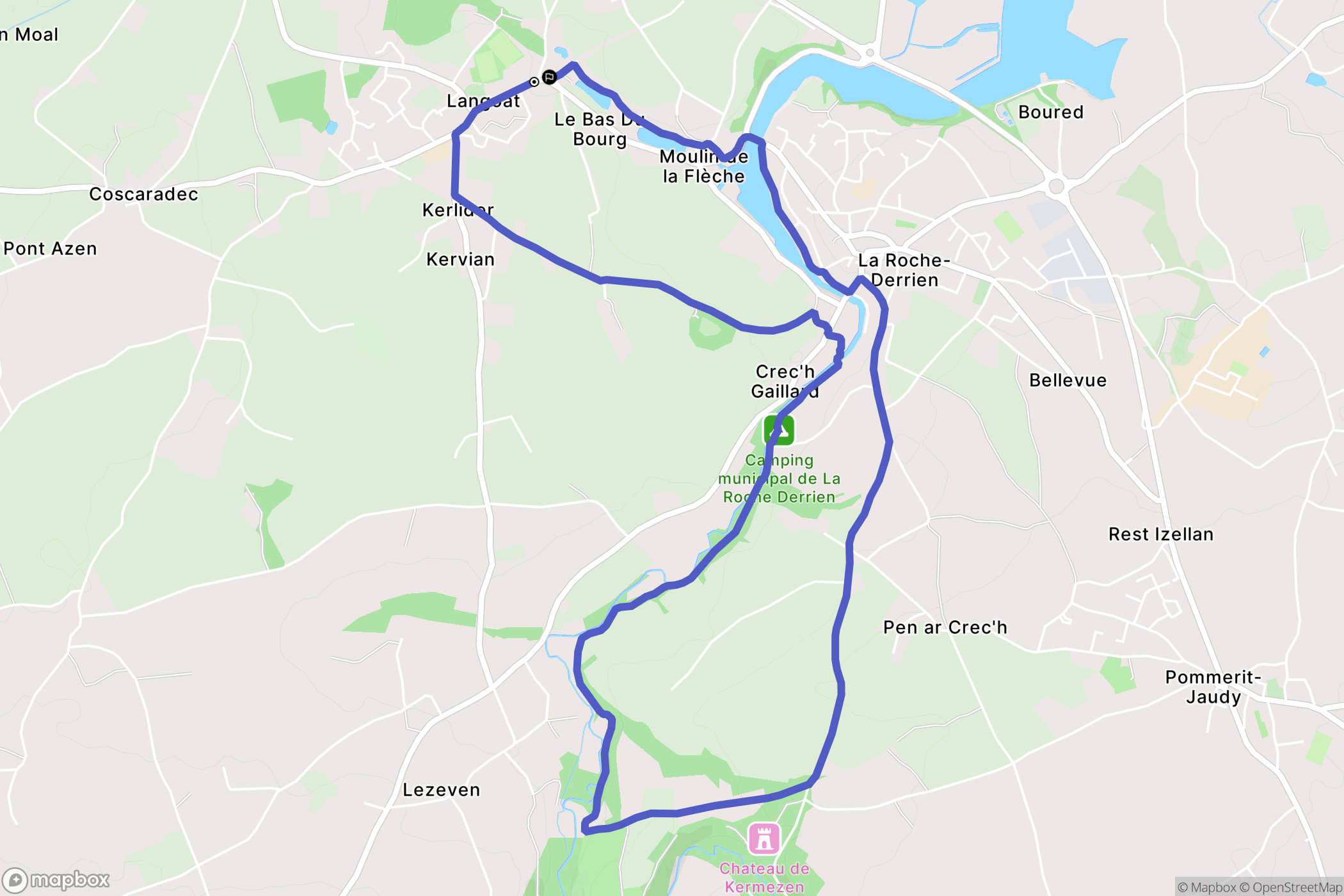 Langoat : carte du parcours de randonnée - France