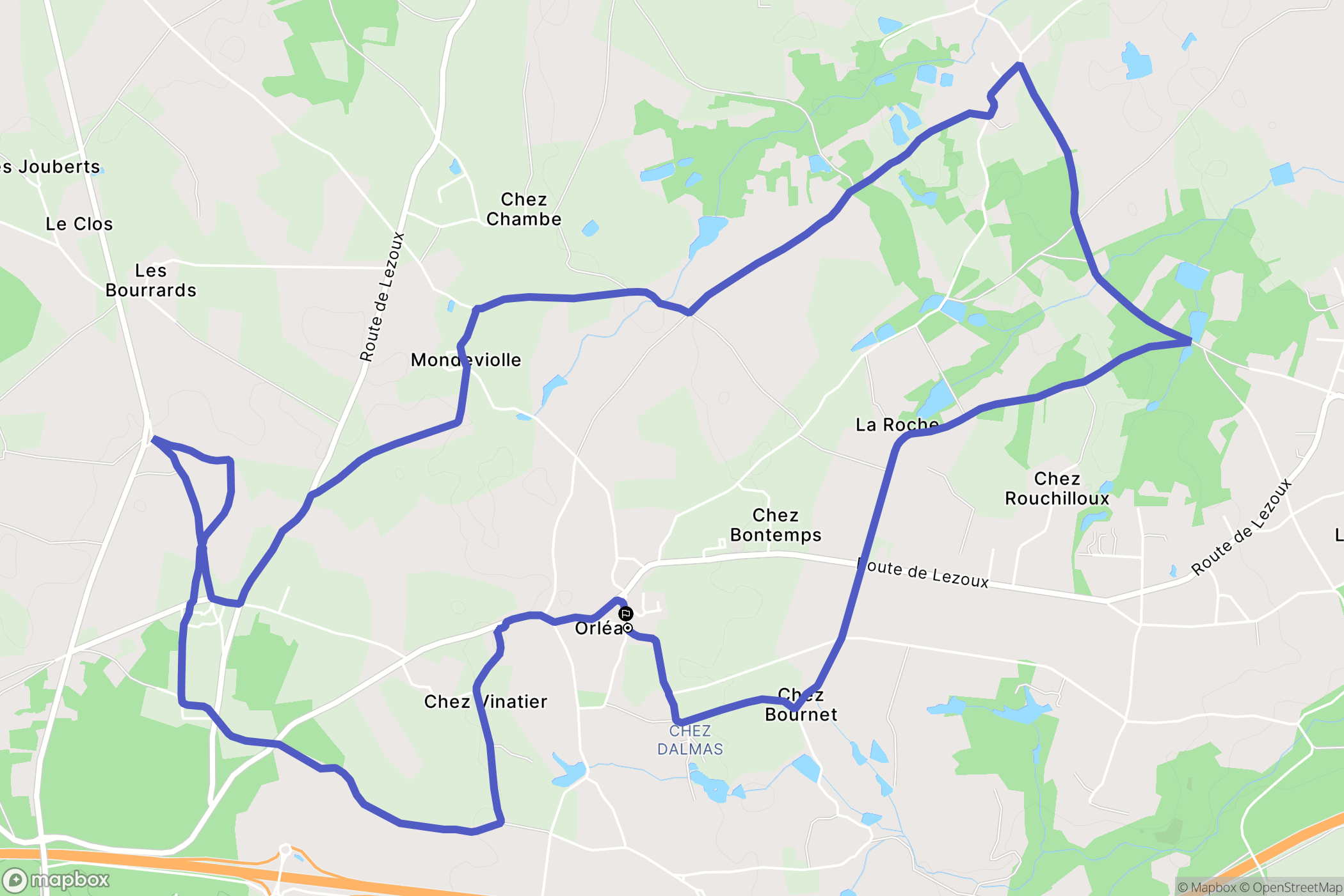 Orléat : carte du parcours de randonnée - France