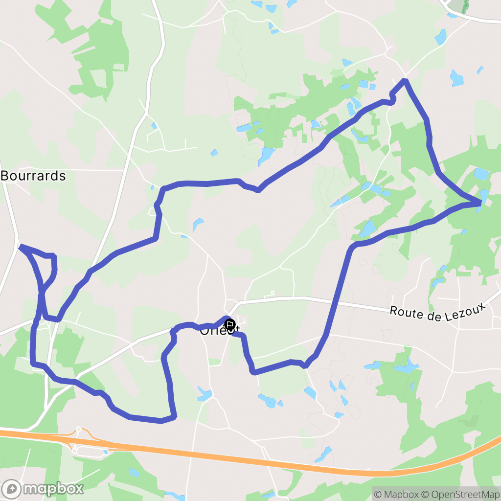 Orléat : carte du parcours de randonnée - France