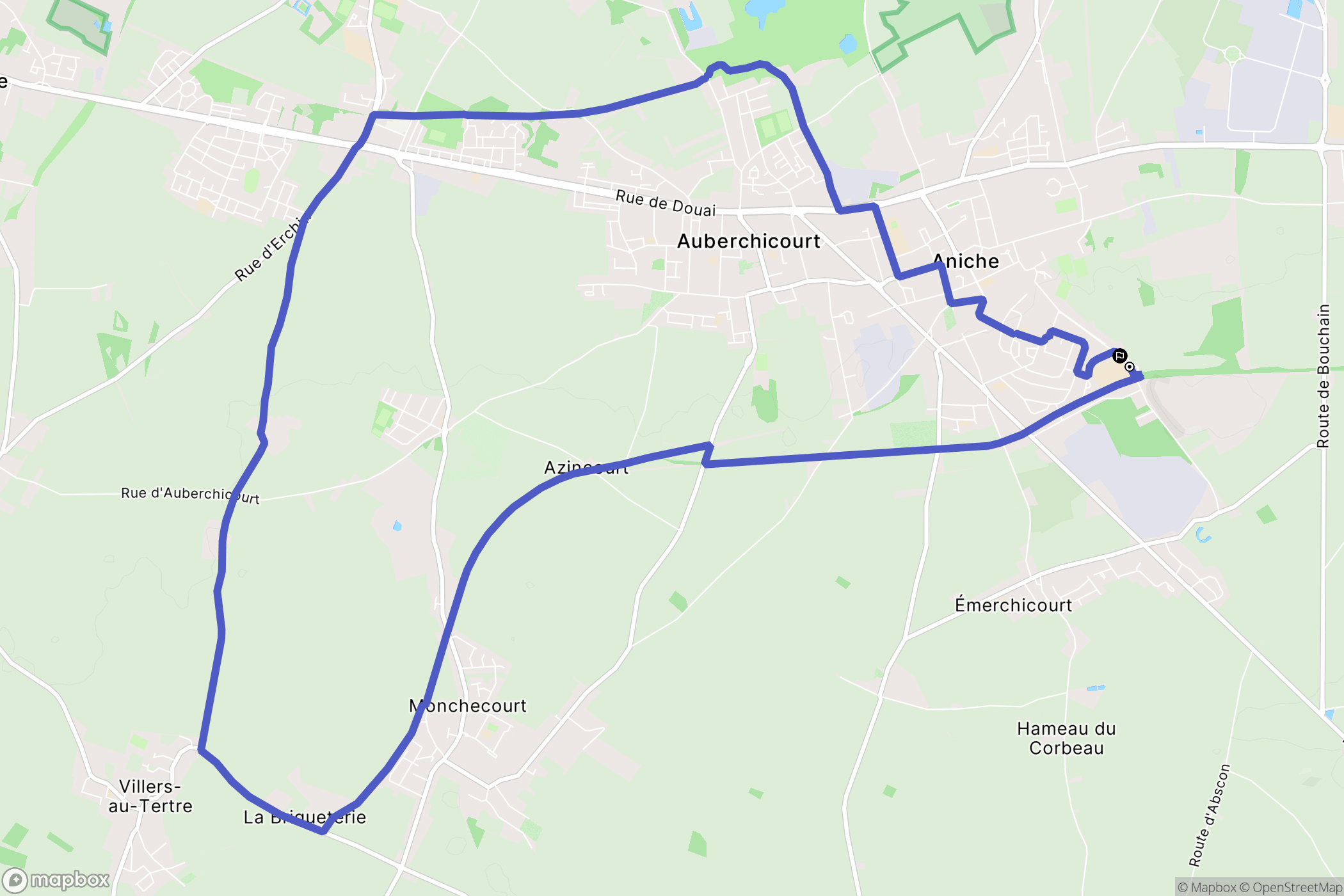 Aniche : carte du parcours de randonnée - France