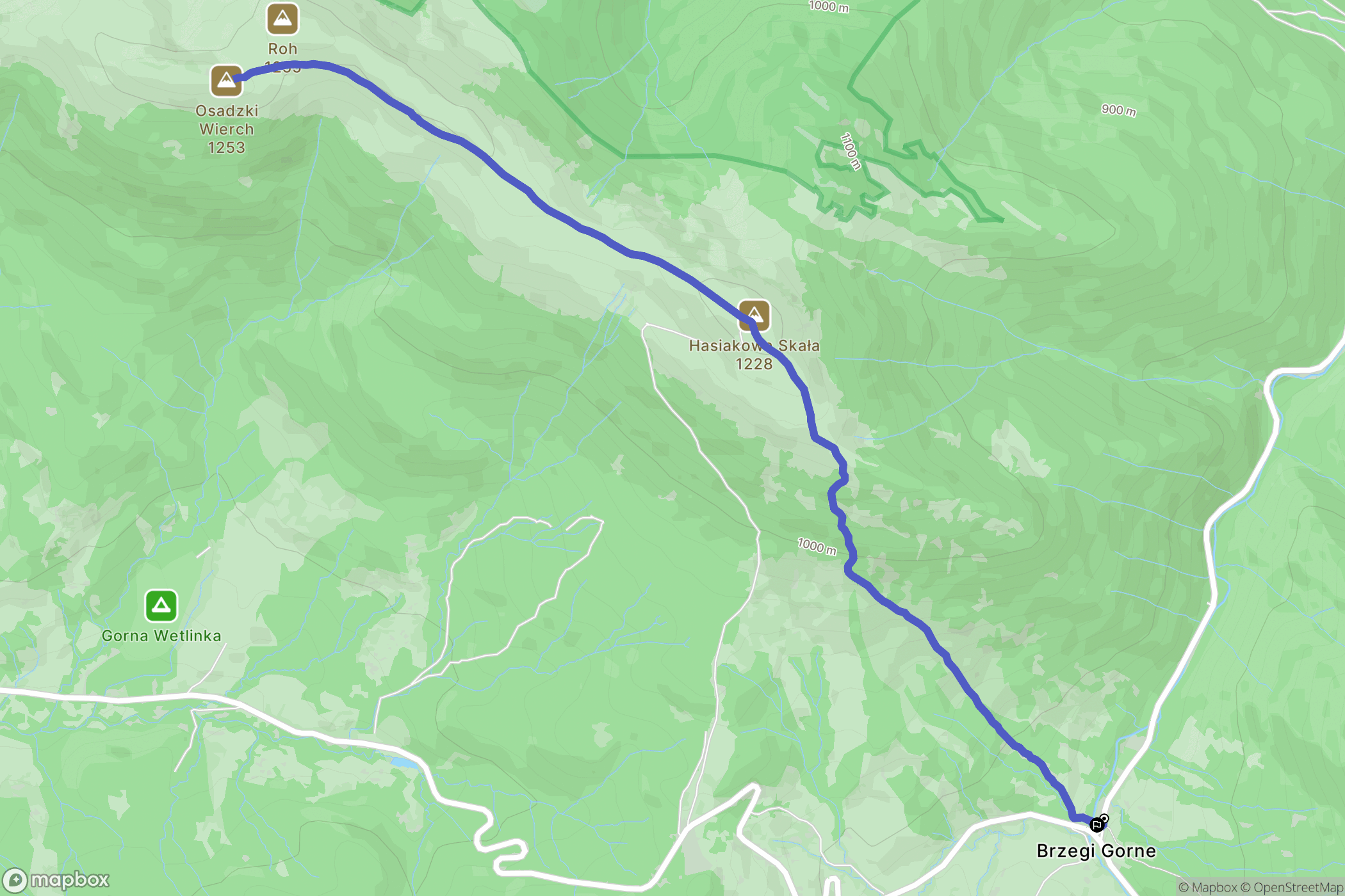 Brzegi Górne: mapa trasy - Poland