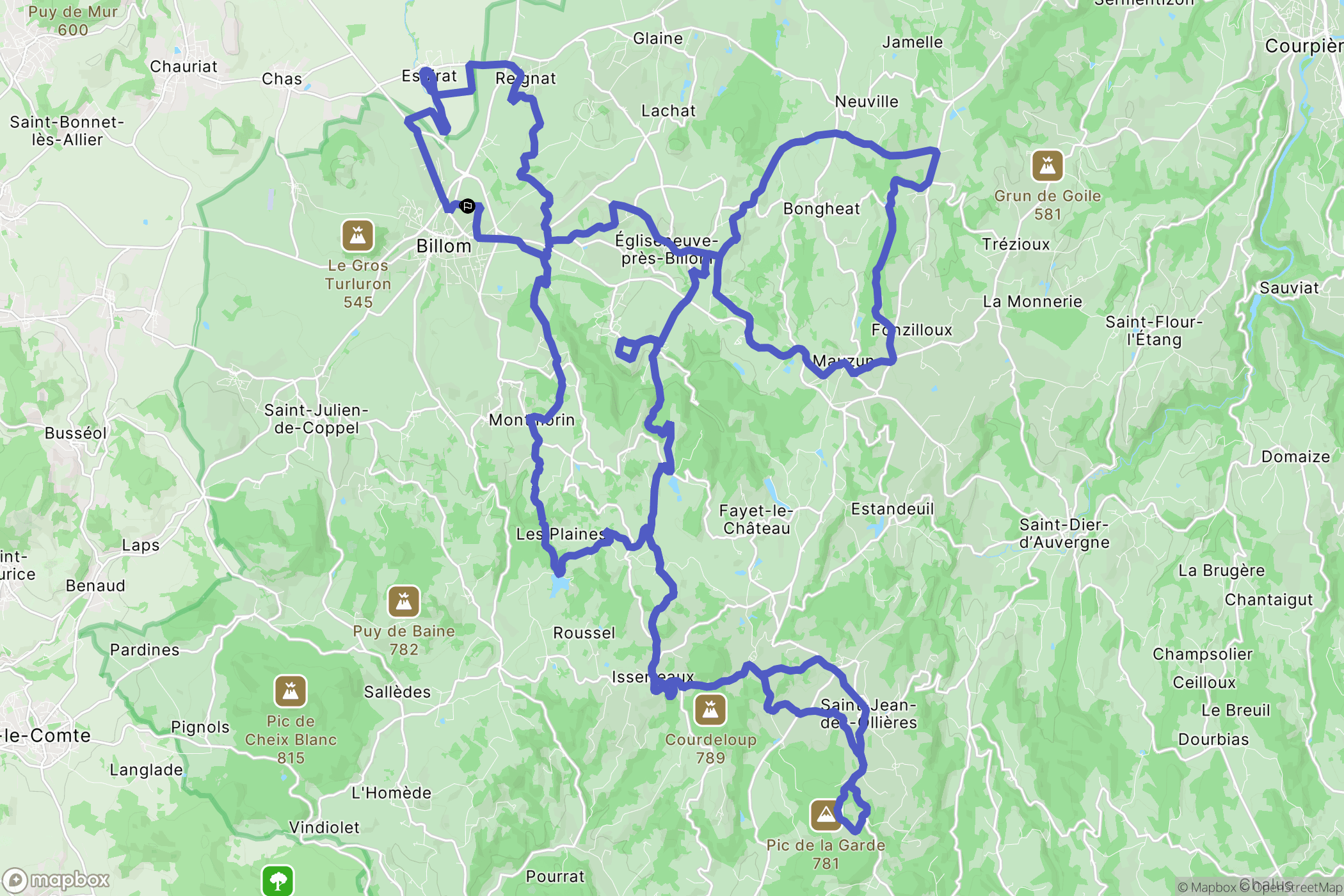 Billom : carte du parcours de randonnée - France